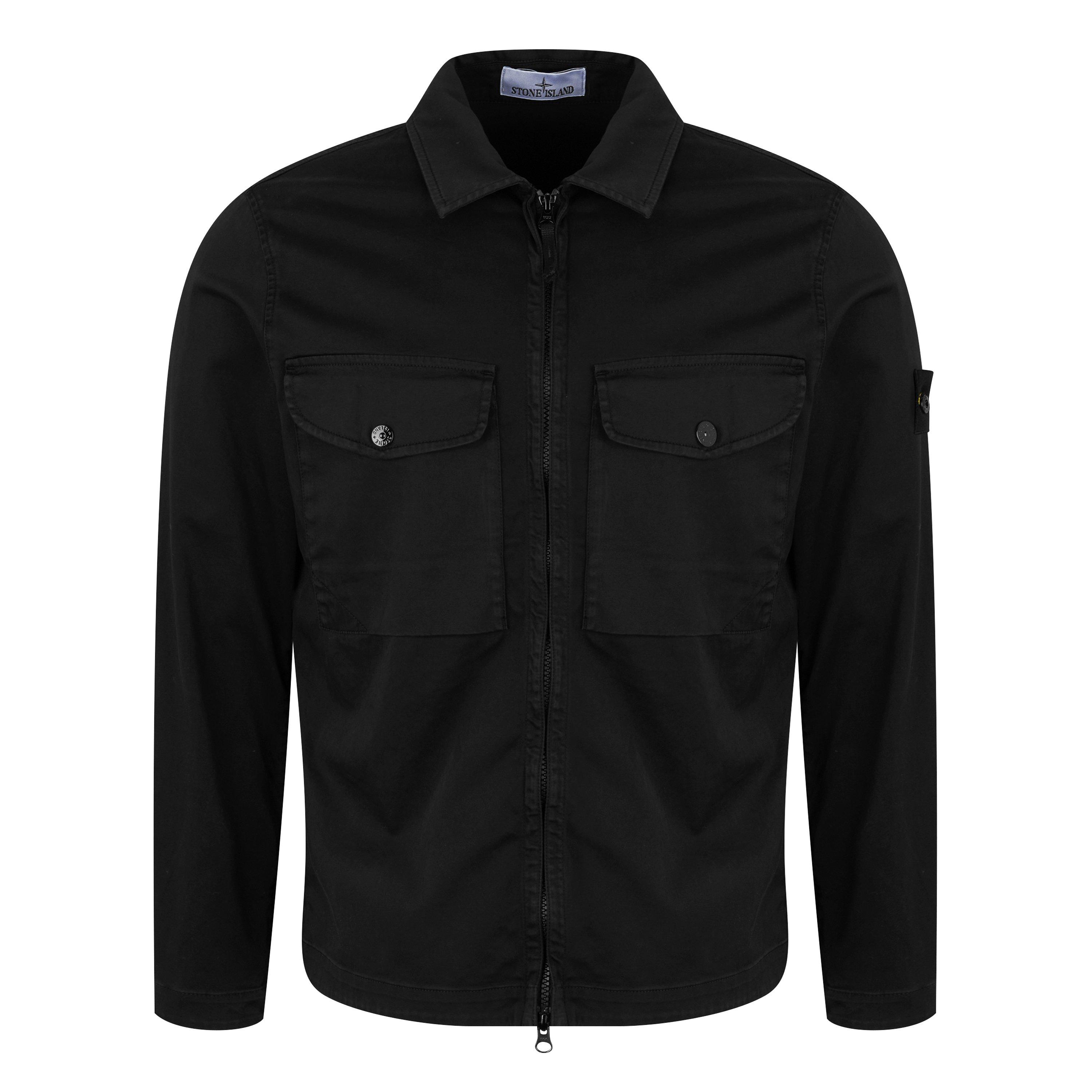 Nero V0029 - Stone Island - Men's Raso Cotton Long Sleeve Zip Overshirt - 1