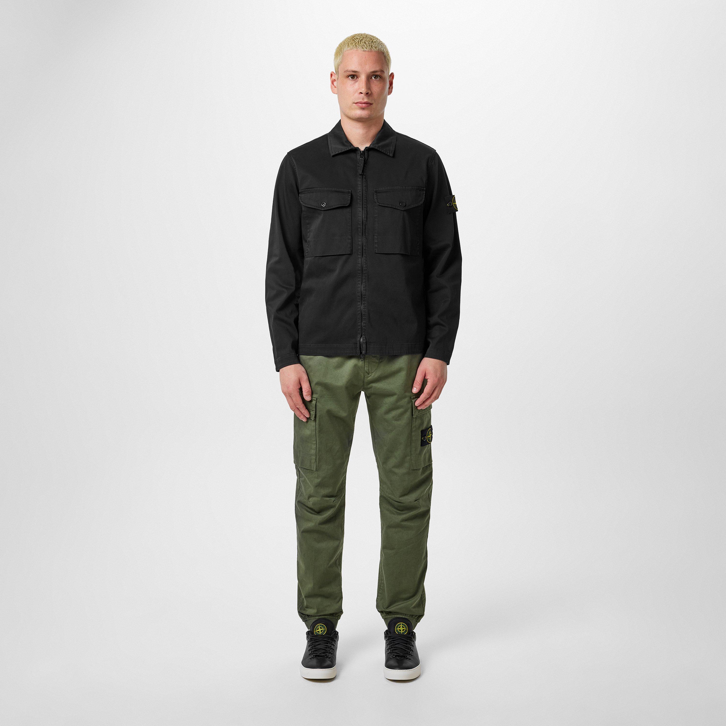 Nero V0029 - Stone Island - Men's Raso Cotton Long Sleeve Zip Overshirt - 4