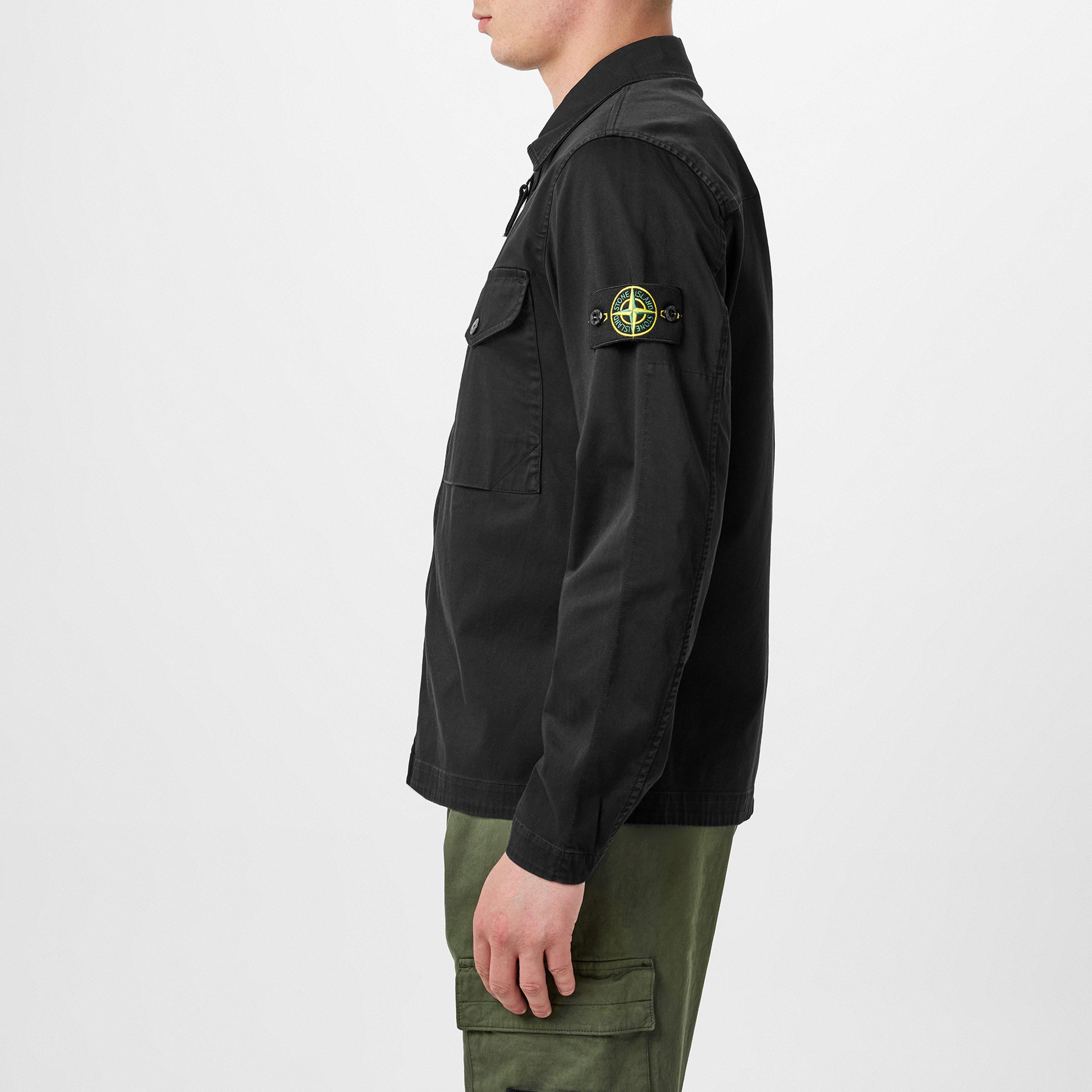 Nero V0029 - Stone Island - Men's Raso Cotton Long Sleeve Zip Overshirt - 5