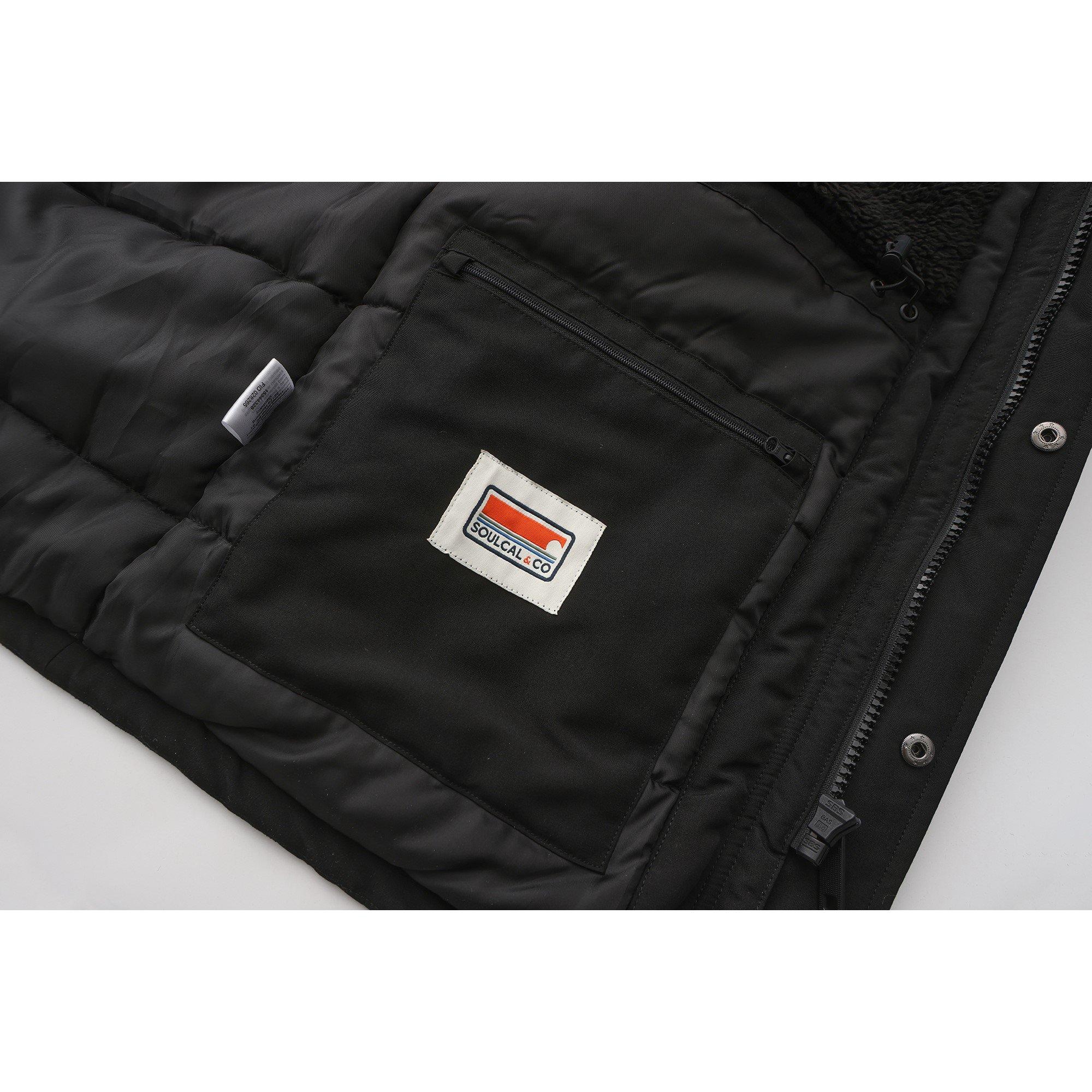 Schwarz - SoulCal - Padded Parka Jacket Mens - 5