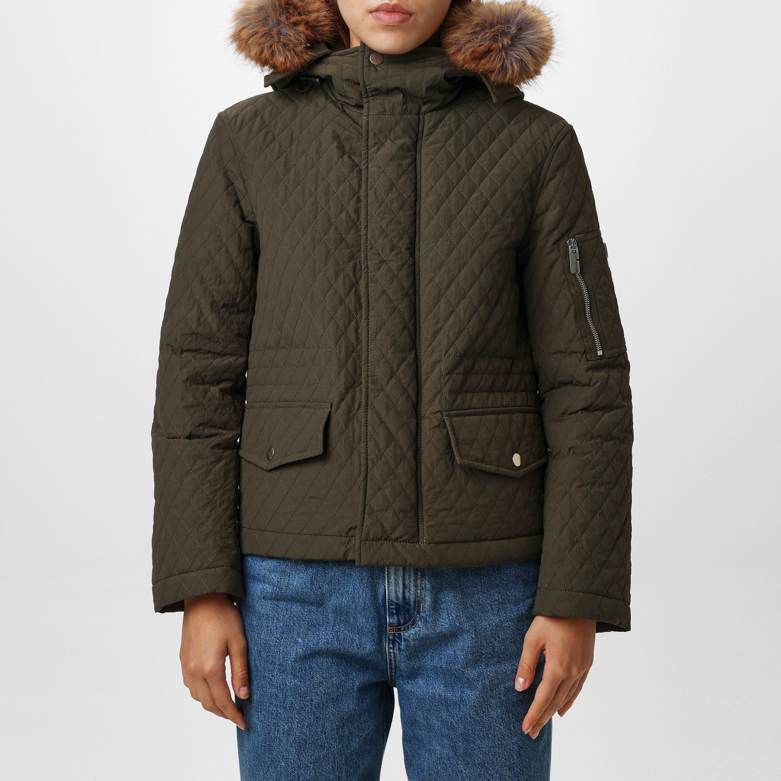 Loch - Burberry - Women's Equestrian Knight Detachable Faux-Fur Trim Hooded Long Sleeve Quilted Jacket - 1
