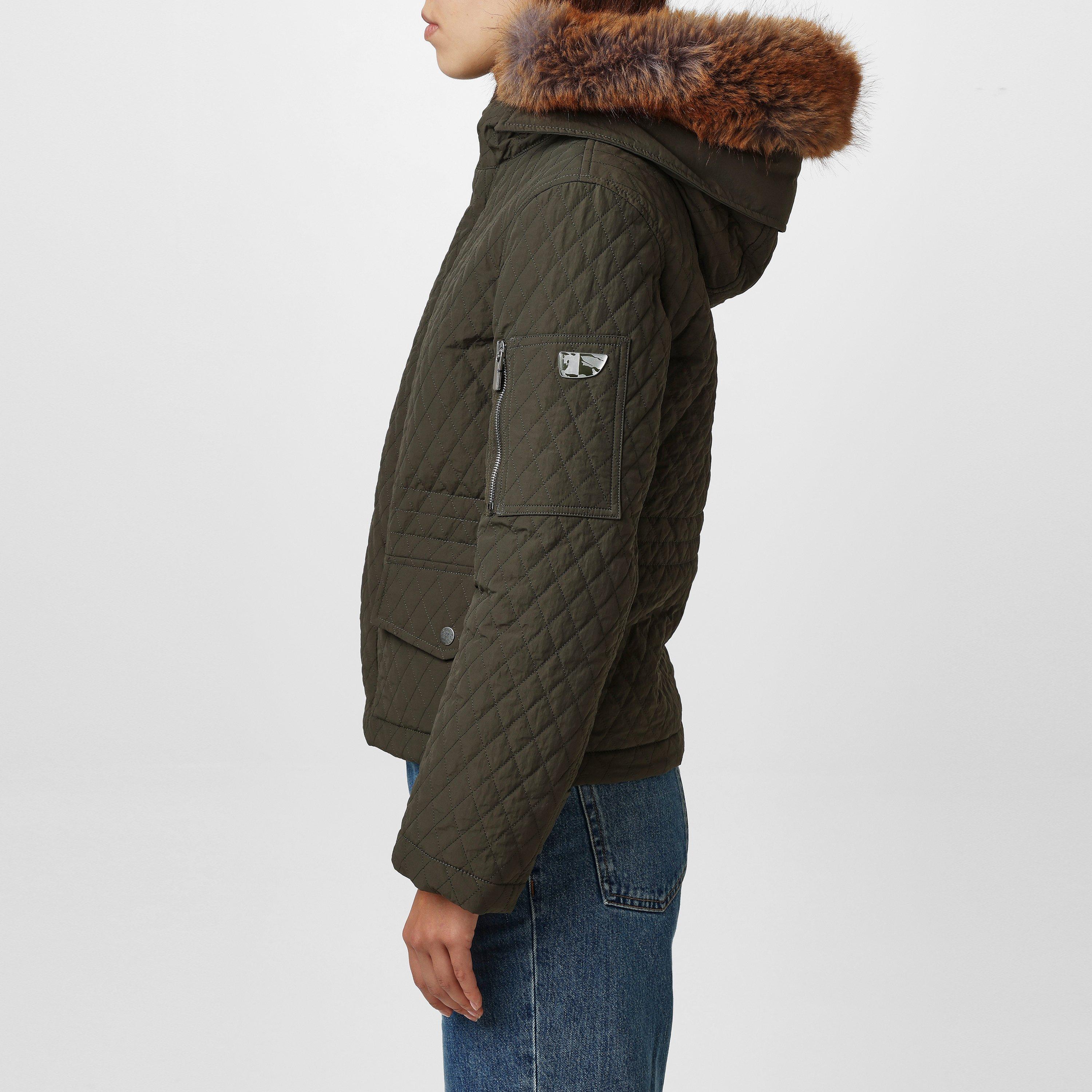 Loch - Burberry - Women's  Equestrian Knight Detachable Faux-Fur Trim Hooded Long Sleeve Quilted Jacket - 2