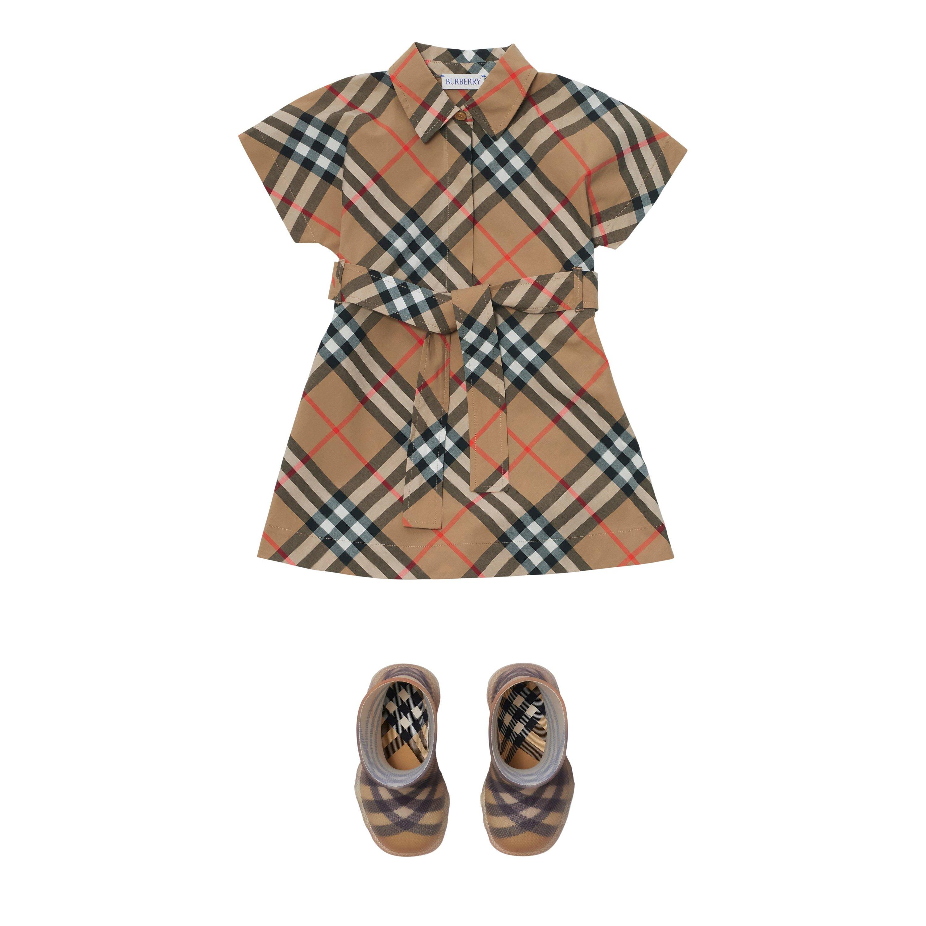 Beige  B9368 - Burberry - Check Dress Babies - 3