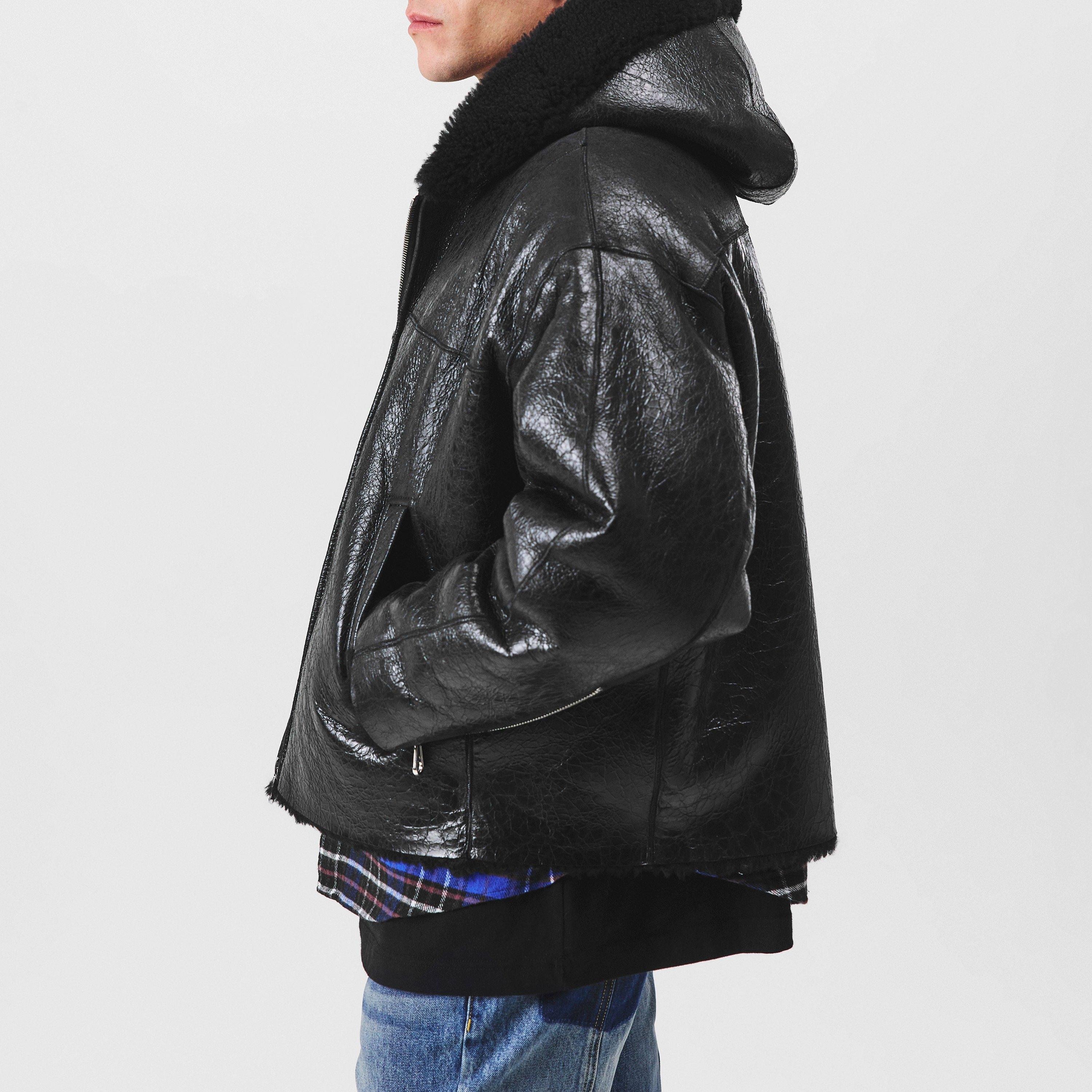 Black - Cole Buxton - Shearling Aviator Jacket - 2