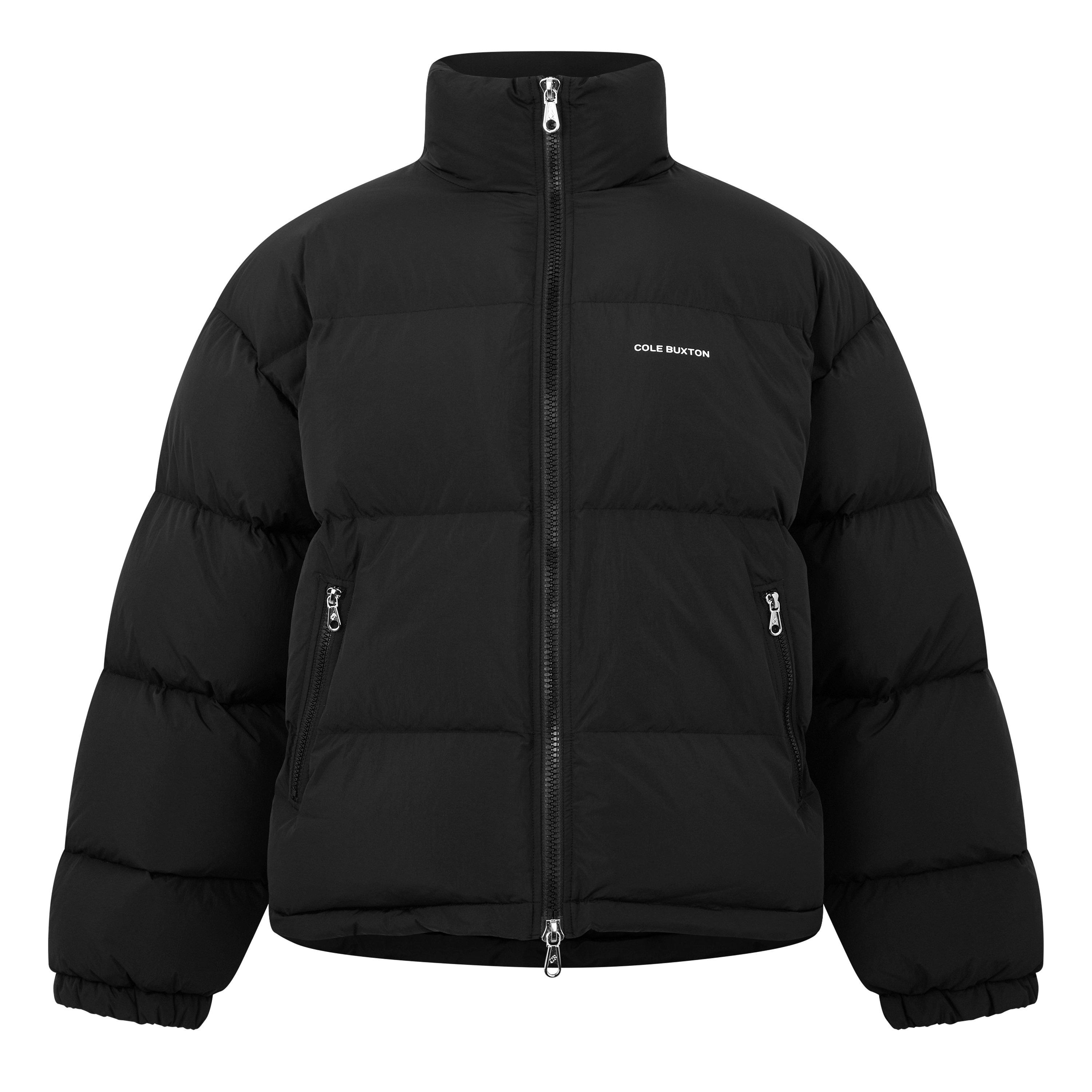 Black - Cole Buxton - Men's Cropped Logo Duck Down Long Sleeve Oversized Fit Short Puffer Jacket - 5