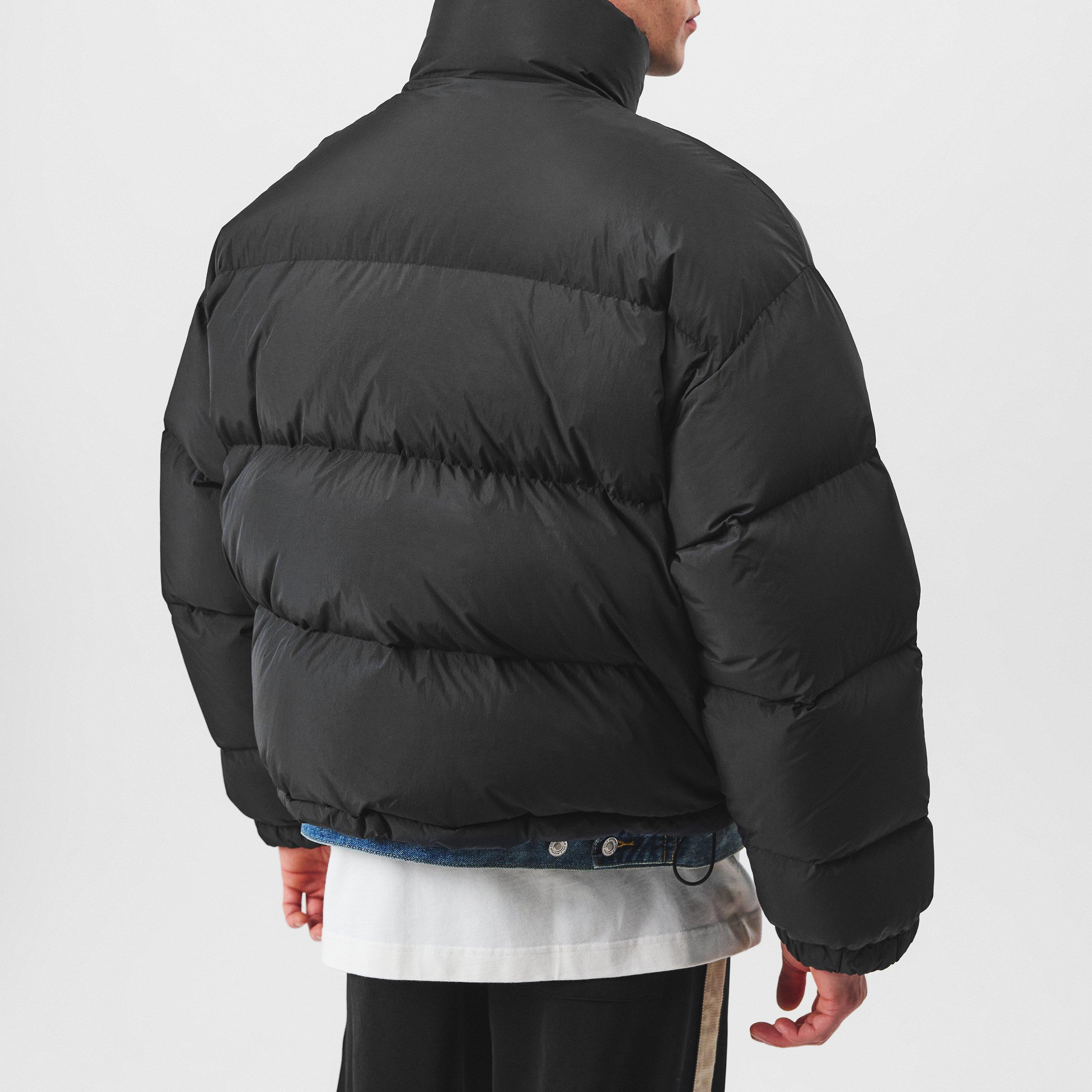 Black - Cole Buxton - Men's Cropped Logo Duck Down Long Sleeve Oversized Fit Short Puffer Jacket - 3