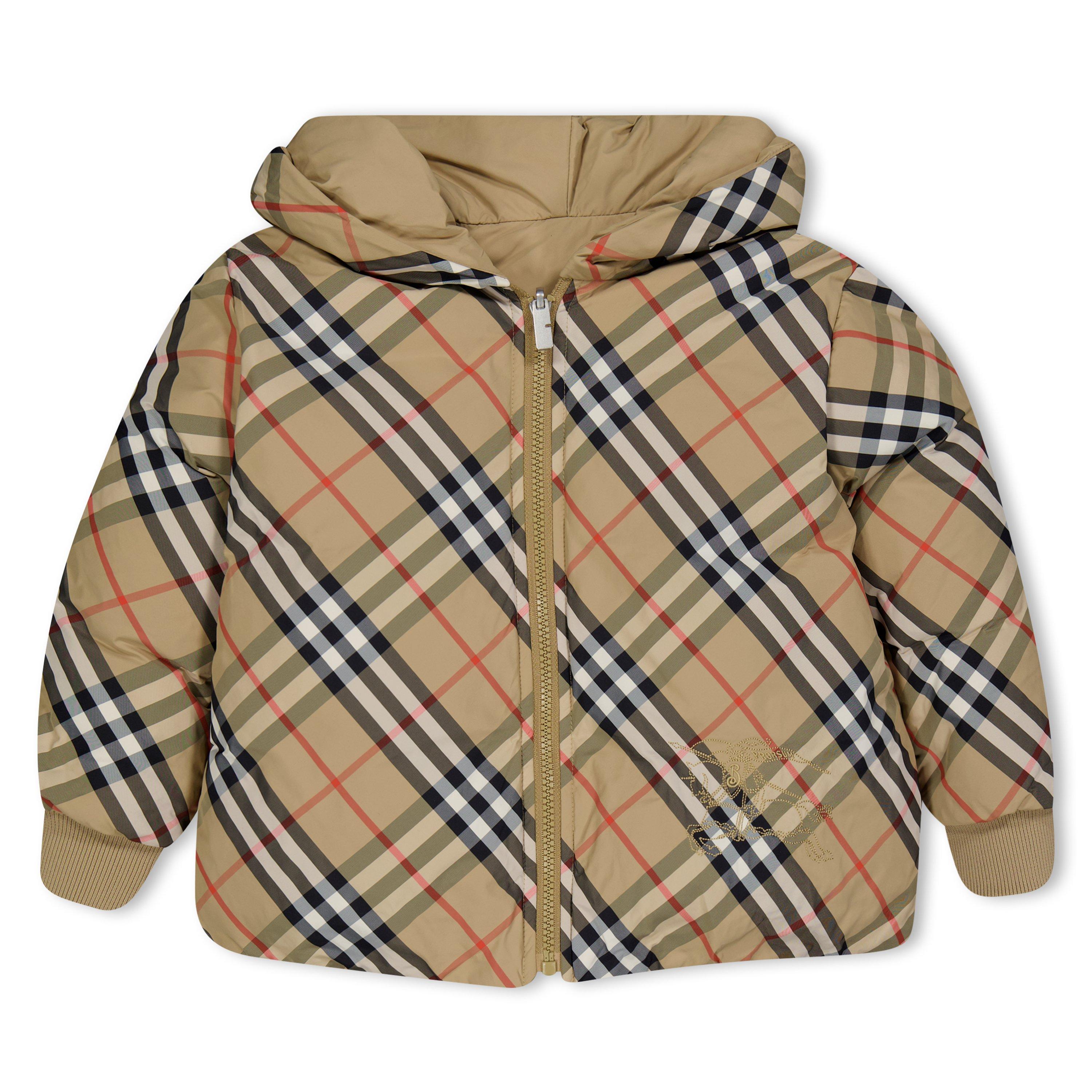 Burberry Kids' Reversible Check Hooded Short Puffer Jacket