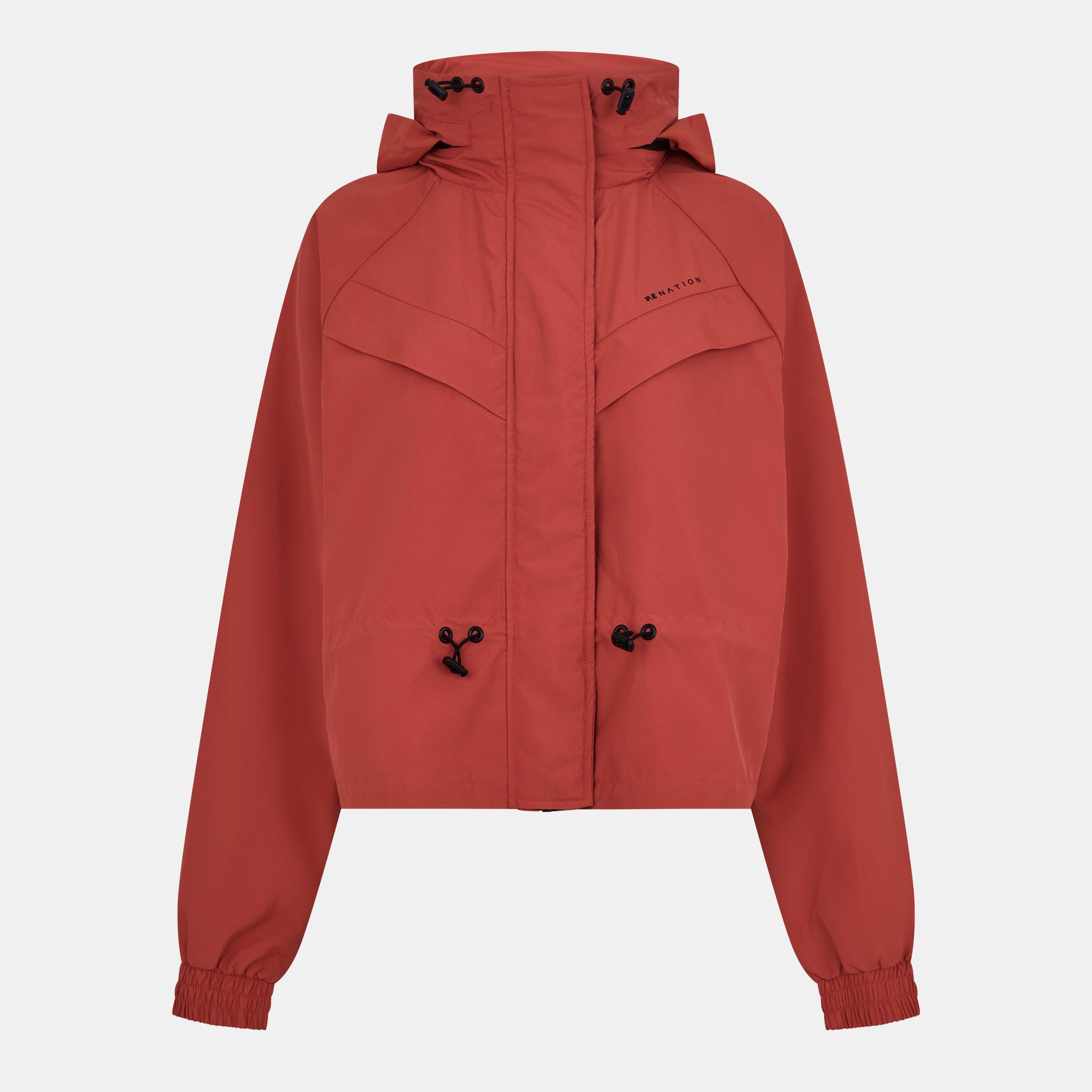 BRICK RED - PE Nation - Women's Shelter Water Resistant Concealed Hood Long Sleeve Down Jacket - 1