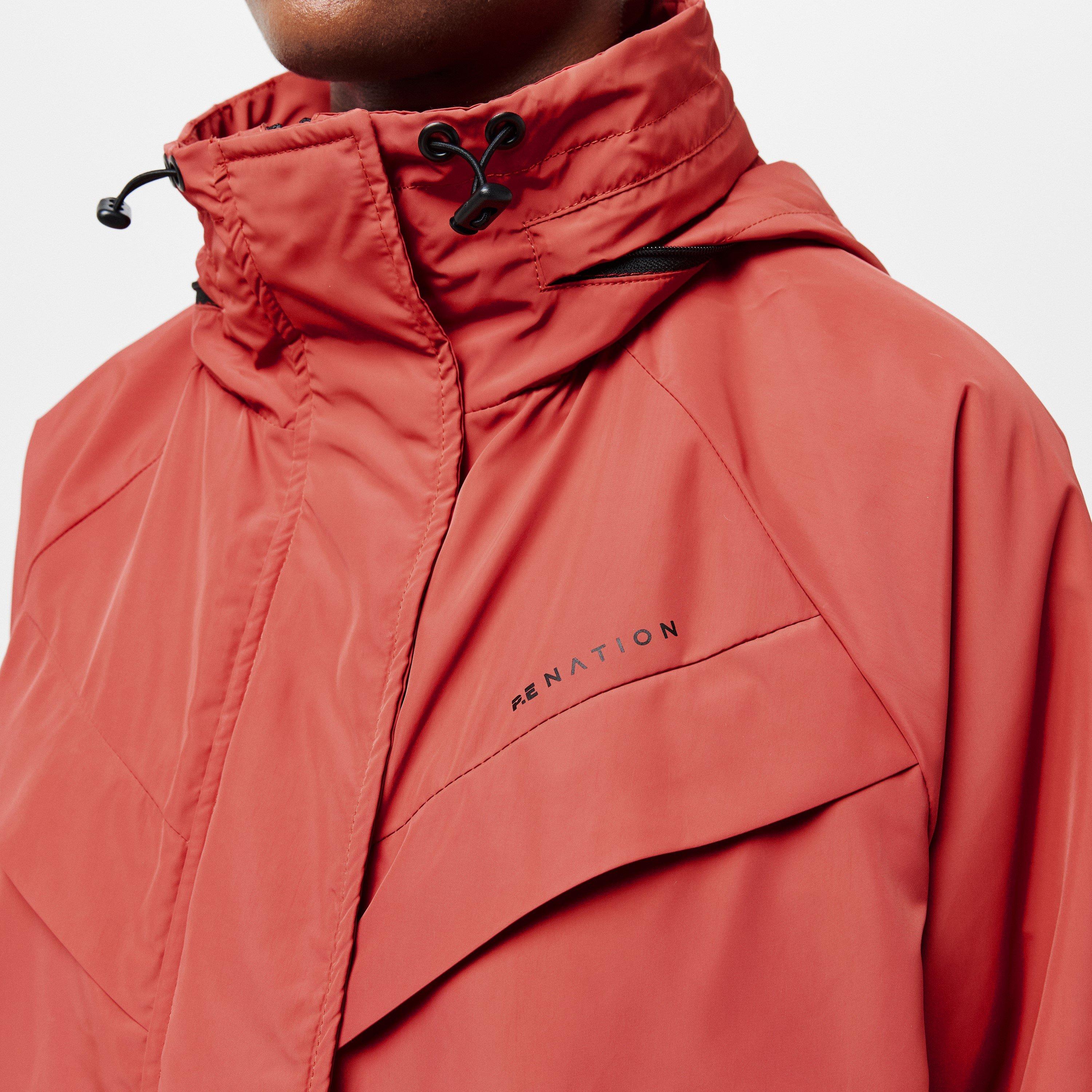 BRICK RED - PE Nation - Women's Shelter Water Resistant Concealed Hood Long Sleeve Down Jacket - 5