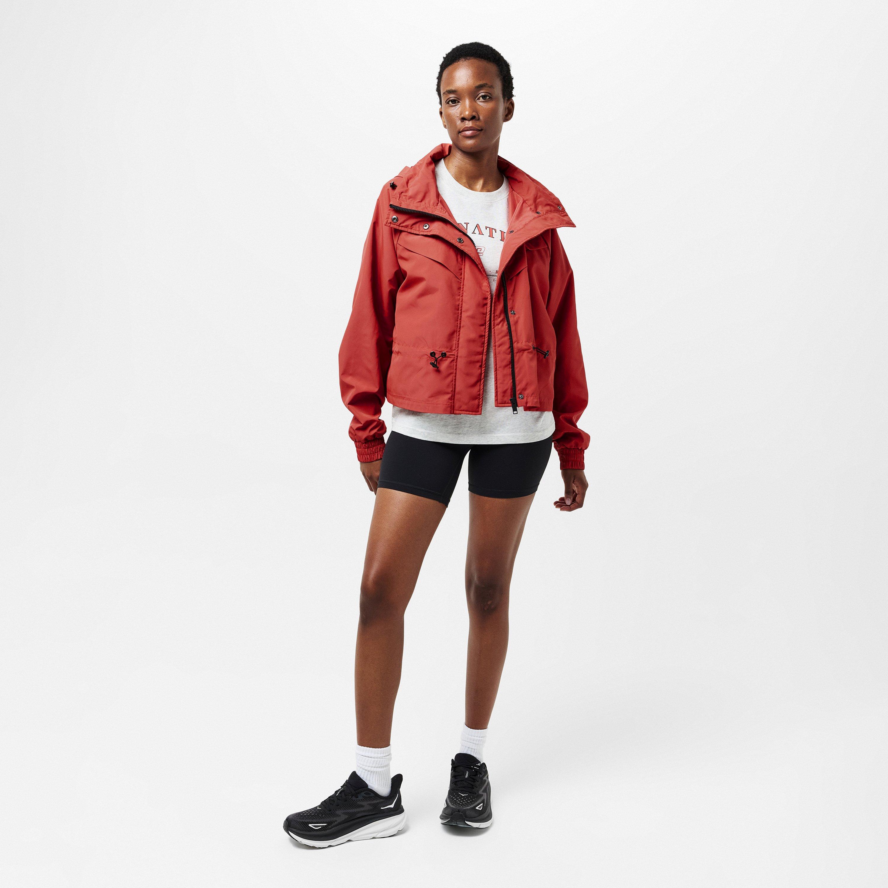 BRICK RED - PE Nation - Women's Shelter Water Resistant Concealed Hood Long Sleeve Down Jacket - 7