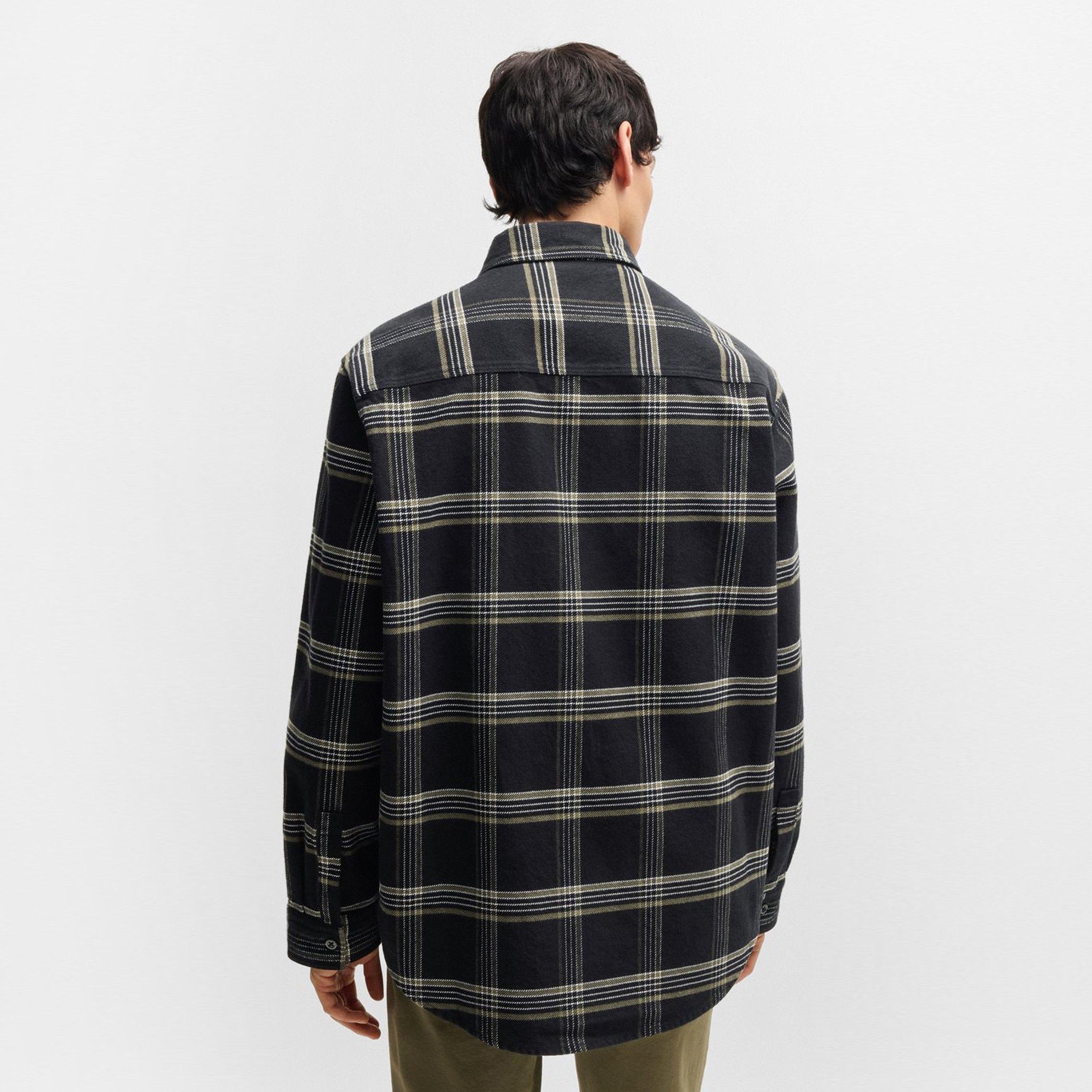 Black 001 - Hugo - Men's Oversized Check Cotton Long Sleeve Overshirt - 3