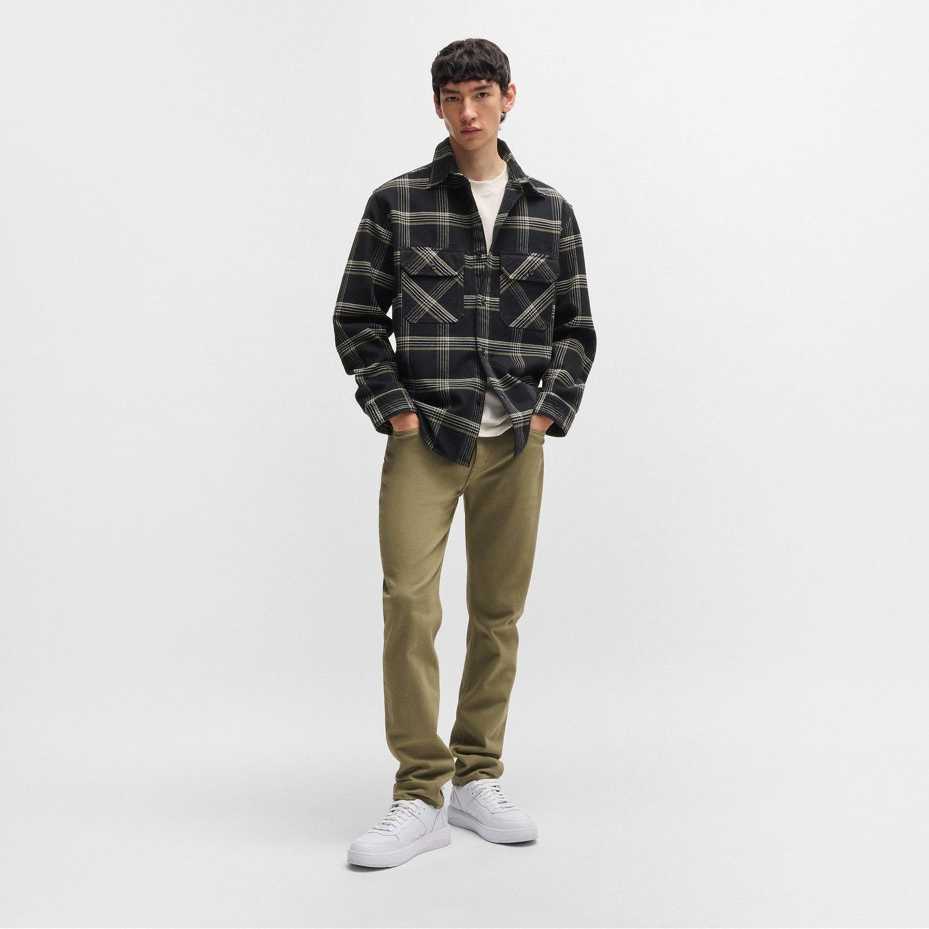 Black 001 - Hugo - Men's Oversized Check Cotton Long Sleeve Overshirt - 5