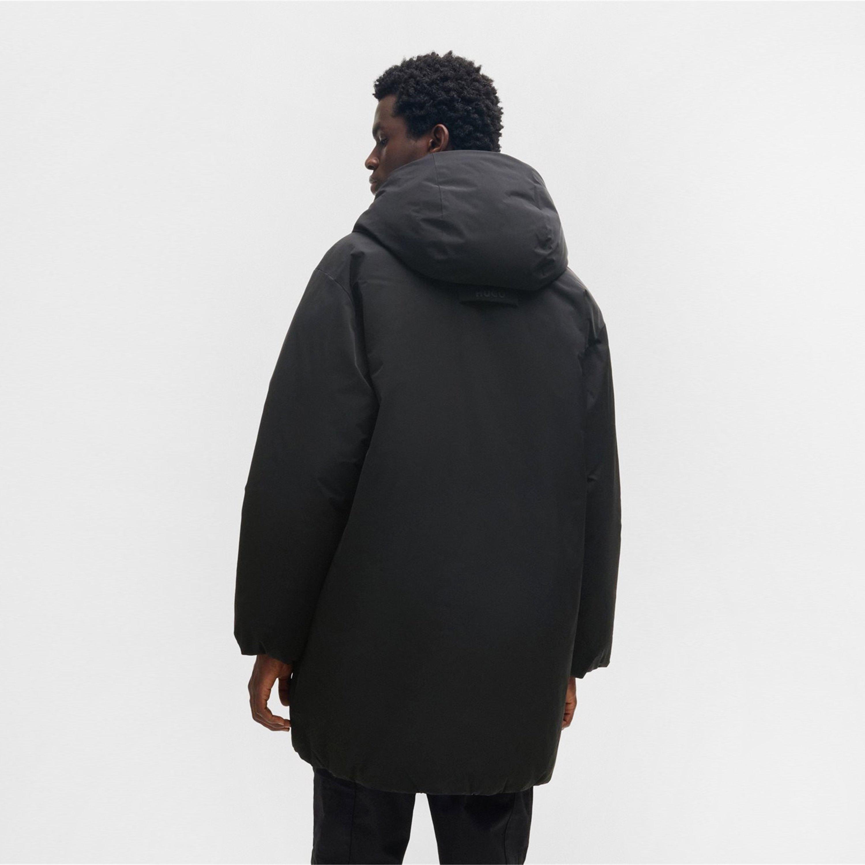 Black 001 - Hugo - Men's Mandev Water Repellent Thigh Length Short Puffer Jacket - 4