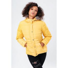 Hype Shorts Puffer Jacket with Fur Trim