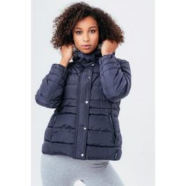 Hype Shorts Puffer Jacket with Fur Trim