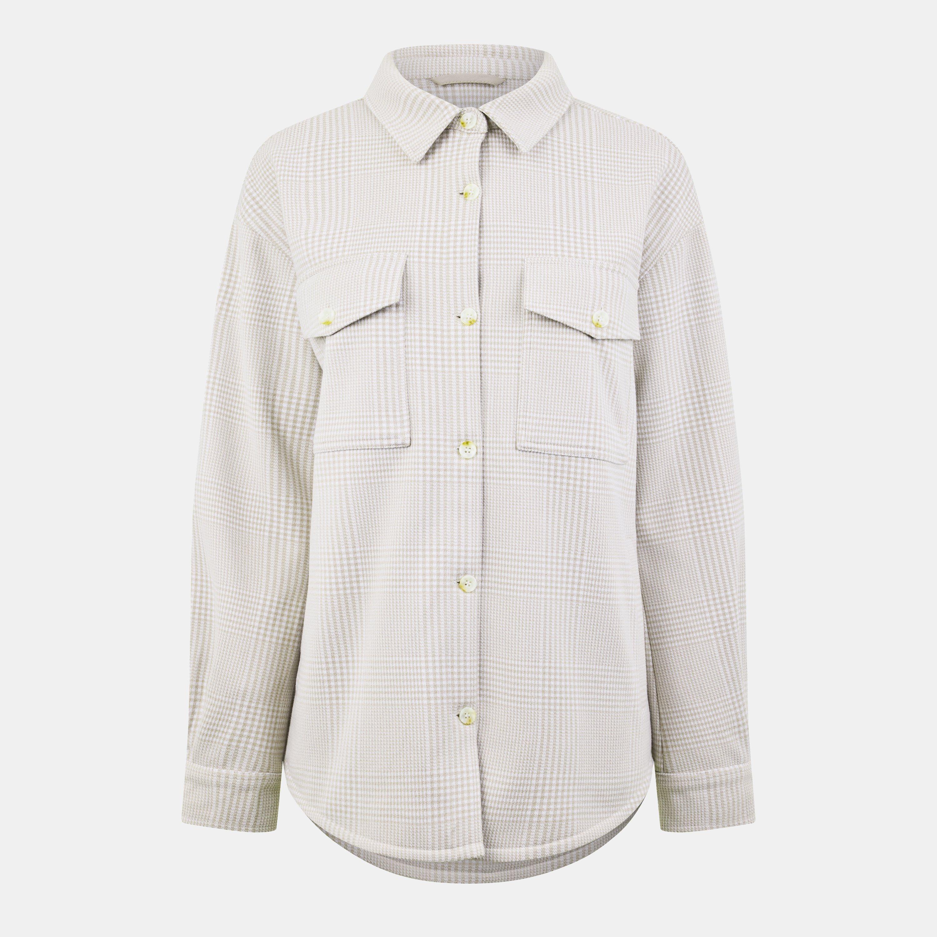 Jack Wills Women's Ouston Shacket Structured Overshirt - Stone Check - 12 (M)