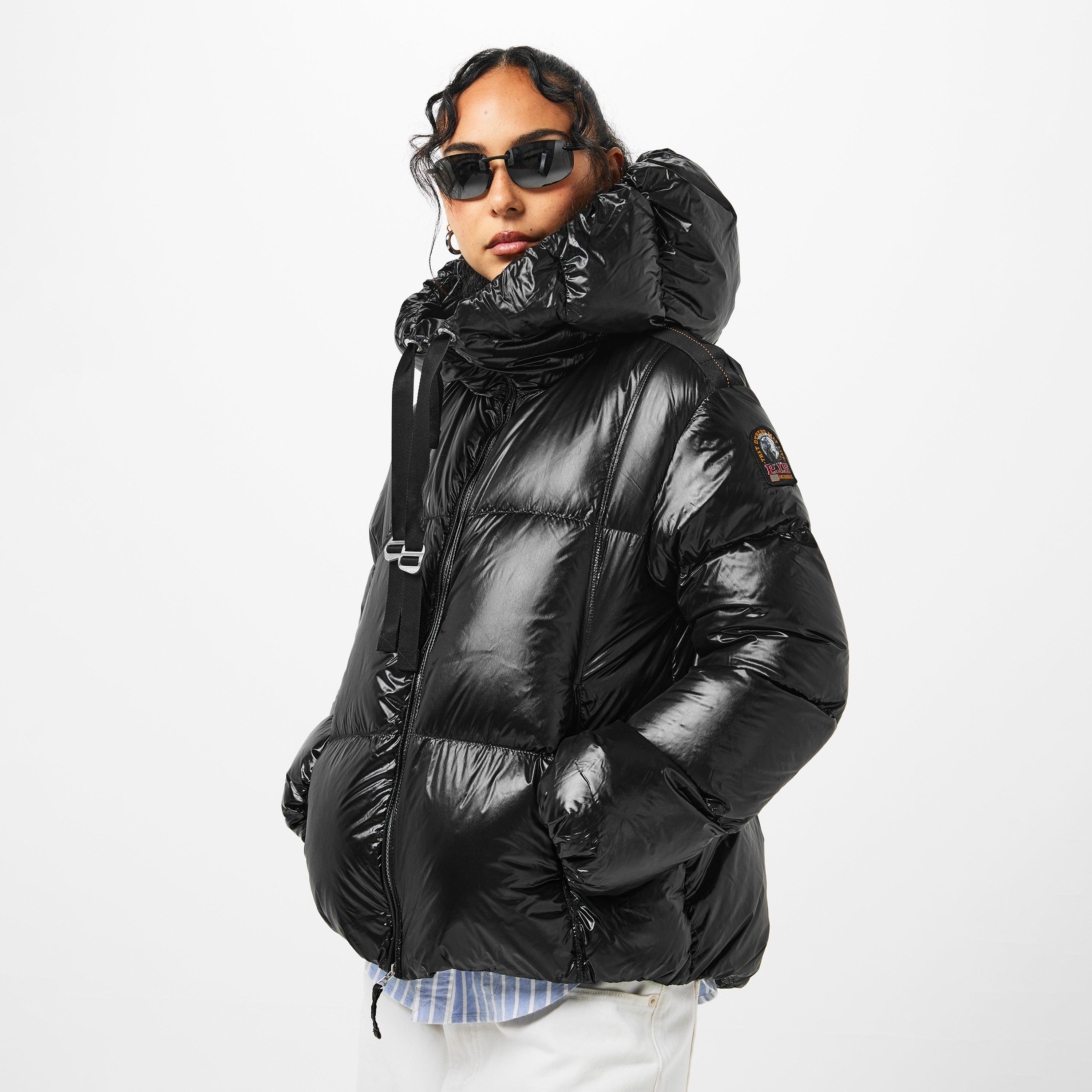 Black - Parajumpers - Women's Water Flower Hooded Water Resistant Windproof Duck Down Short Puffer Jacket - 3