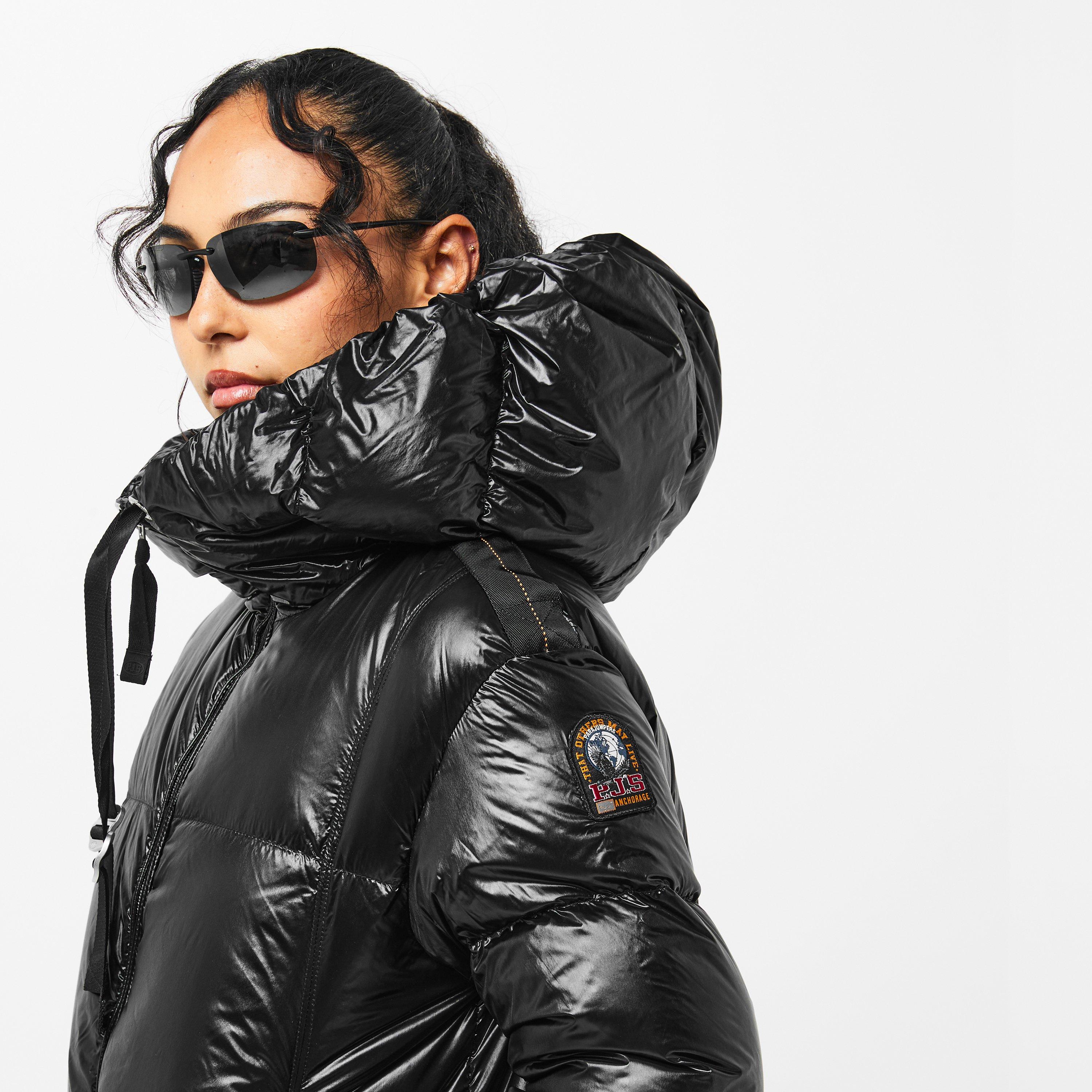 Black - Parajumpers - Women's Water Flower Hooded Water Resistant Windproof Duck Down Short Puffer Jacket - 5