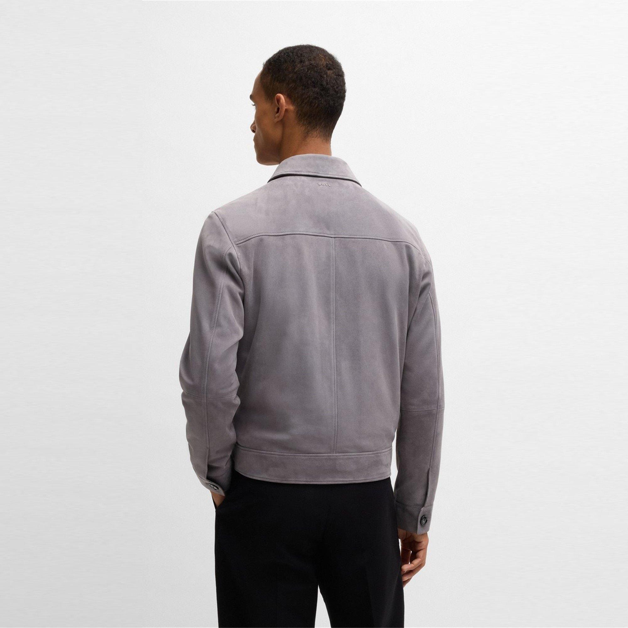 Dark Grey 029 - Boss - Men's H-Malbano5 Leather Jacket - 2