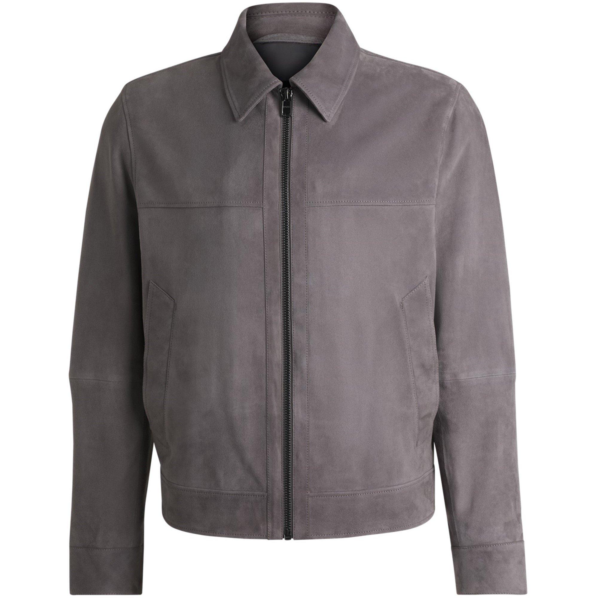 Dark Grey 029 - Boss - Men's H-Malbano5 Leather Jacket - 6