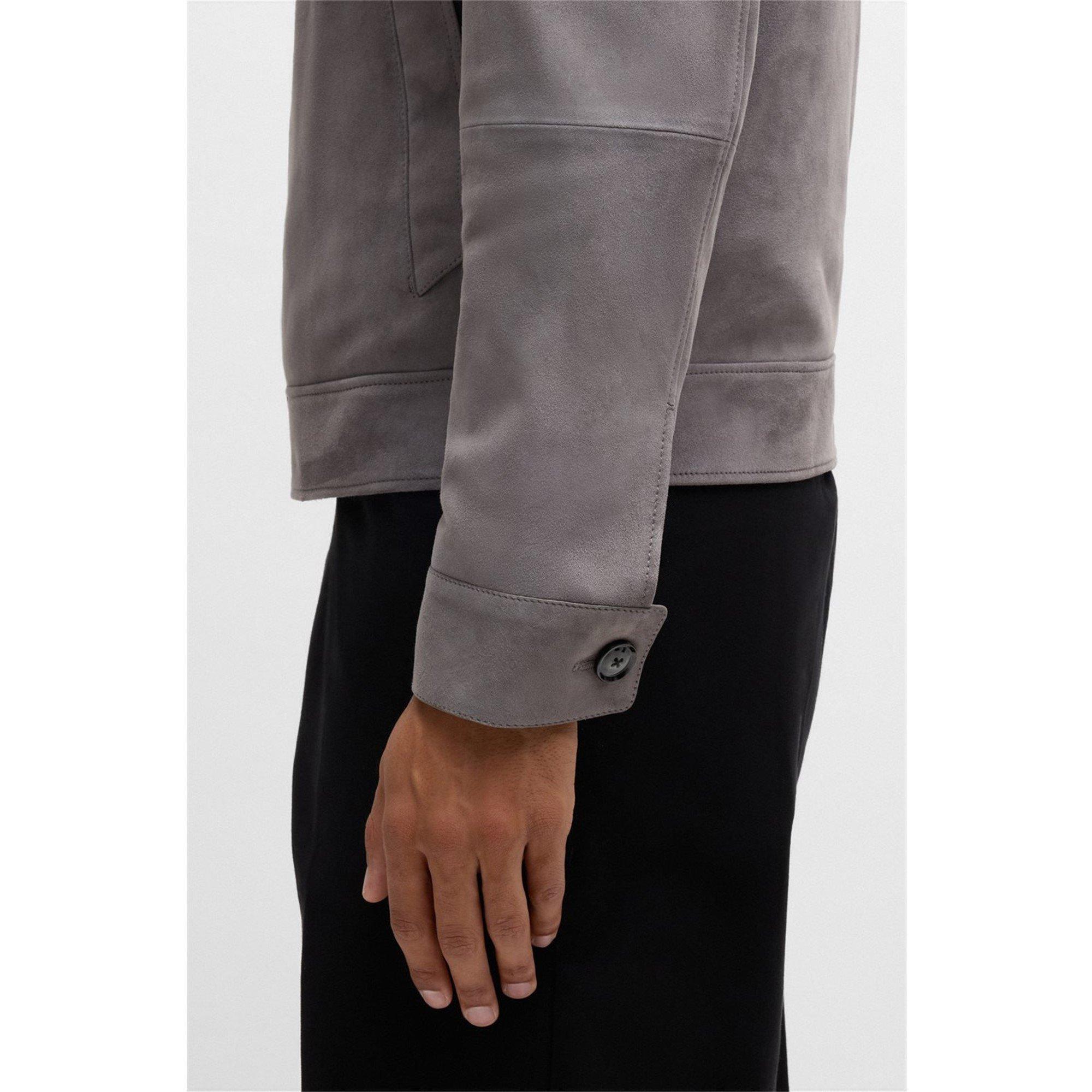 Dark Grey 029 - Boss - Men's H-Malbano5 Leather Jacket - 4