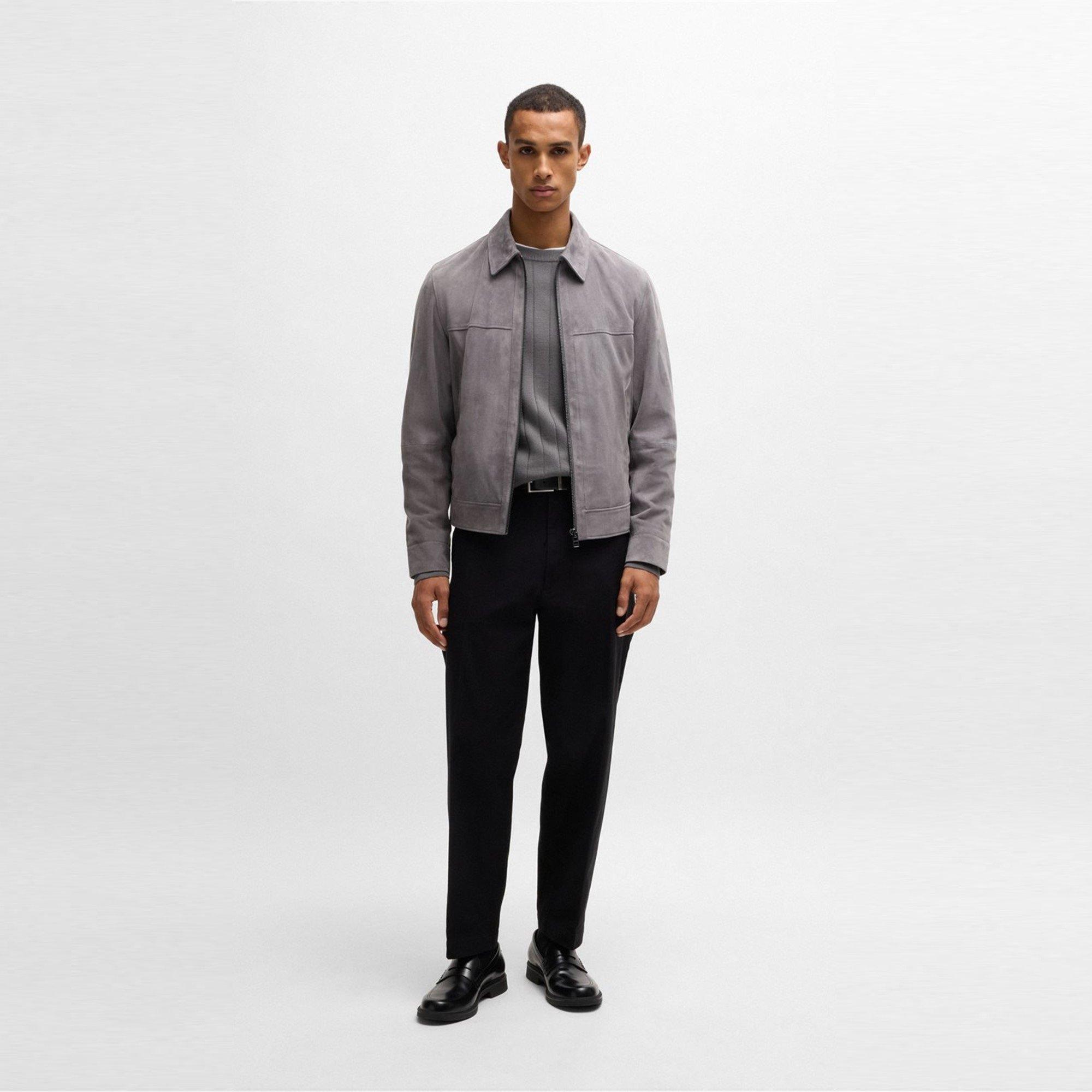 Dark Grey 029 - Boss - Men's H-Malbano5 Leather Jacket - 5