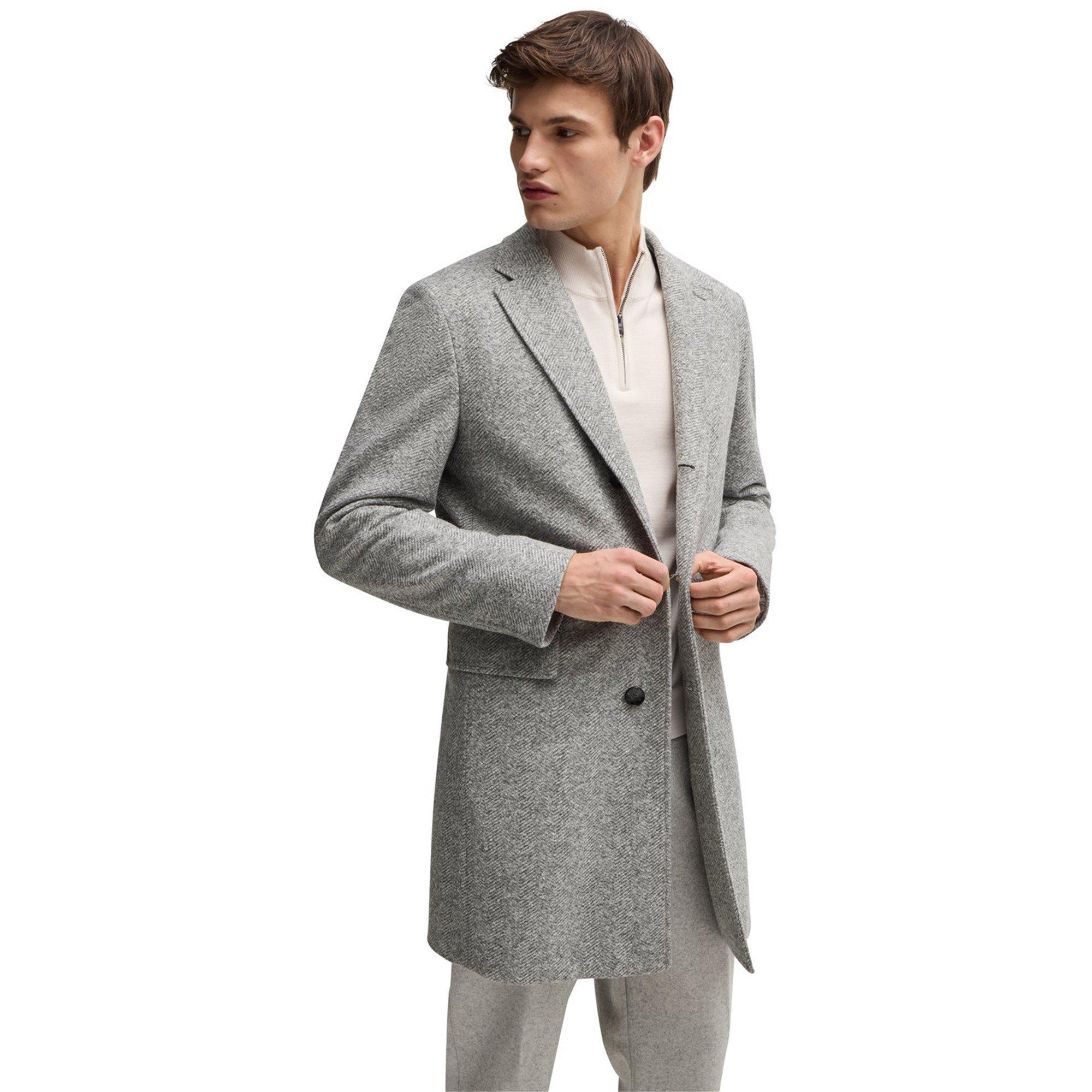 Med Grey 030 - Boss - Men's H-Hyde-J-Bib-Pad-234  Black Insulated Padded Pea Coat - 2