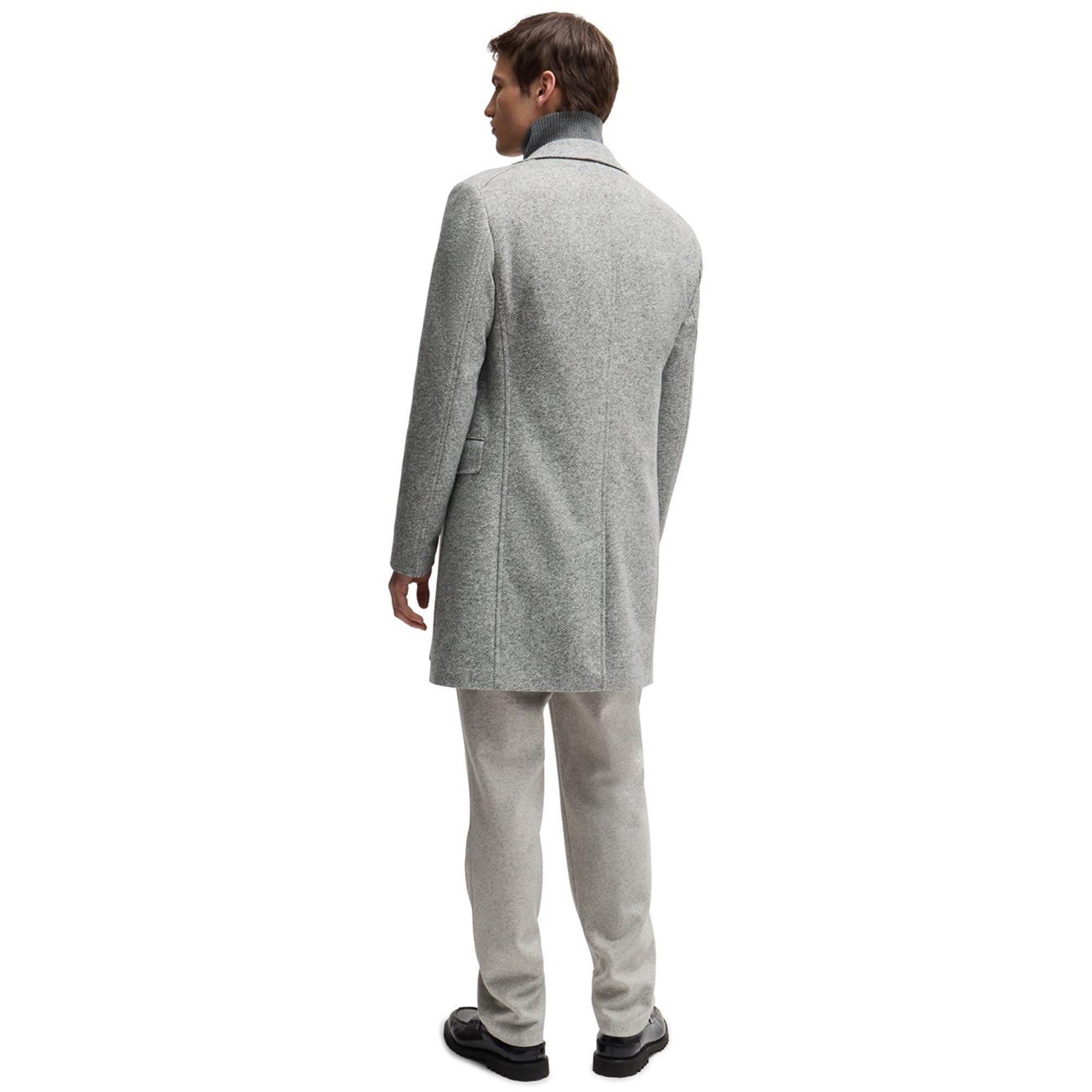 Med Grey 030 - Boss - Men's H-Hyde-J-Bib-Pad-234  Black Insulated Padded Pea Coat - 3