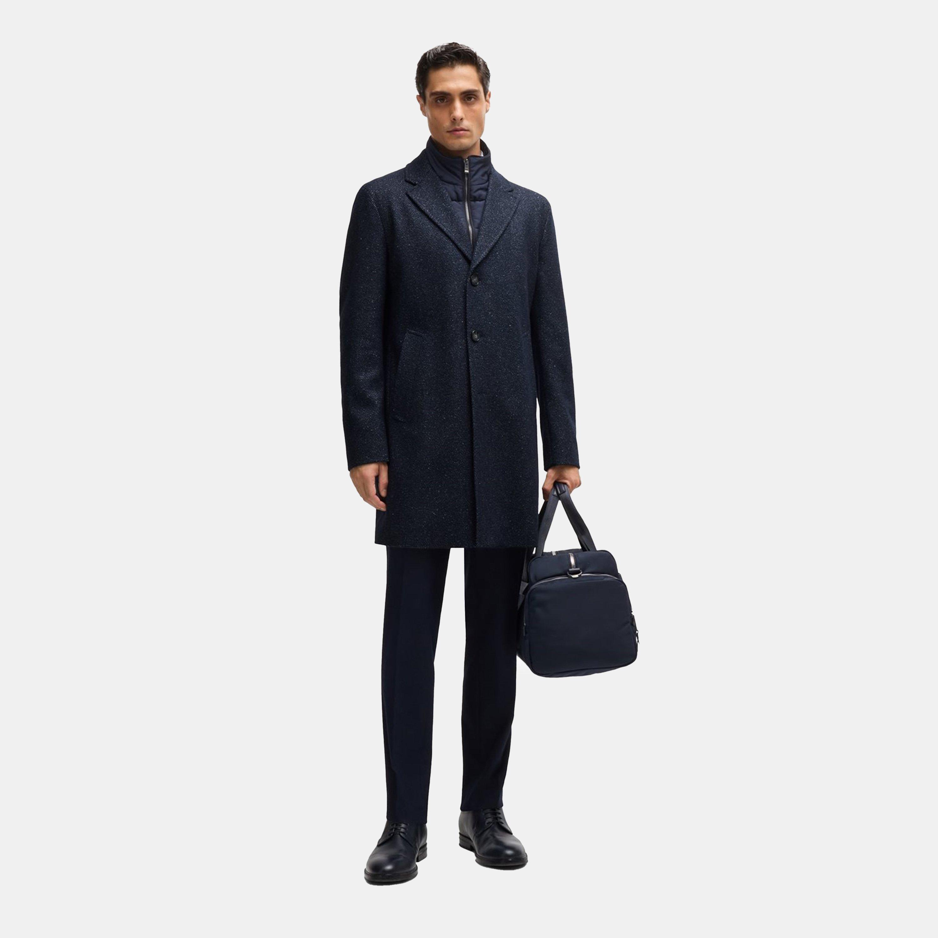 Dark Blue 404 - Boss - Men's H-Hyde-Bib-234  Black Structured Pea Coat - 5