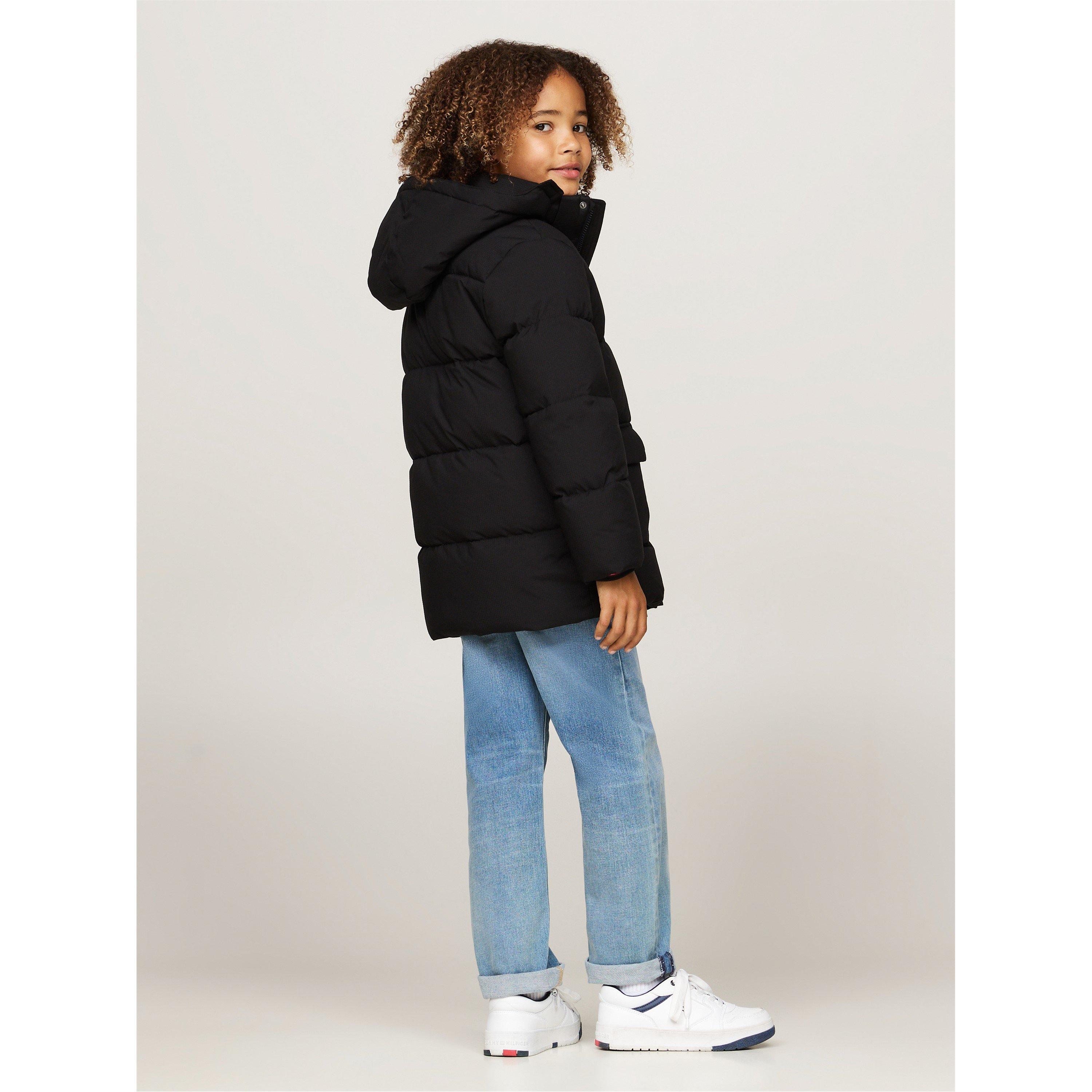 Zwarte BDS - Tommy Hilfiger - Kids' Recycled Polyester Long Sleeve Relaxed Fit Short Puffer Jacket - 4