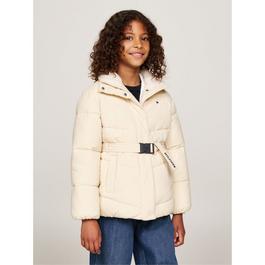 Tommy Hilfiger Teddy Collar Belted Puffer Jacket