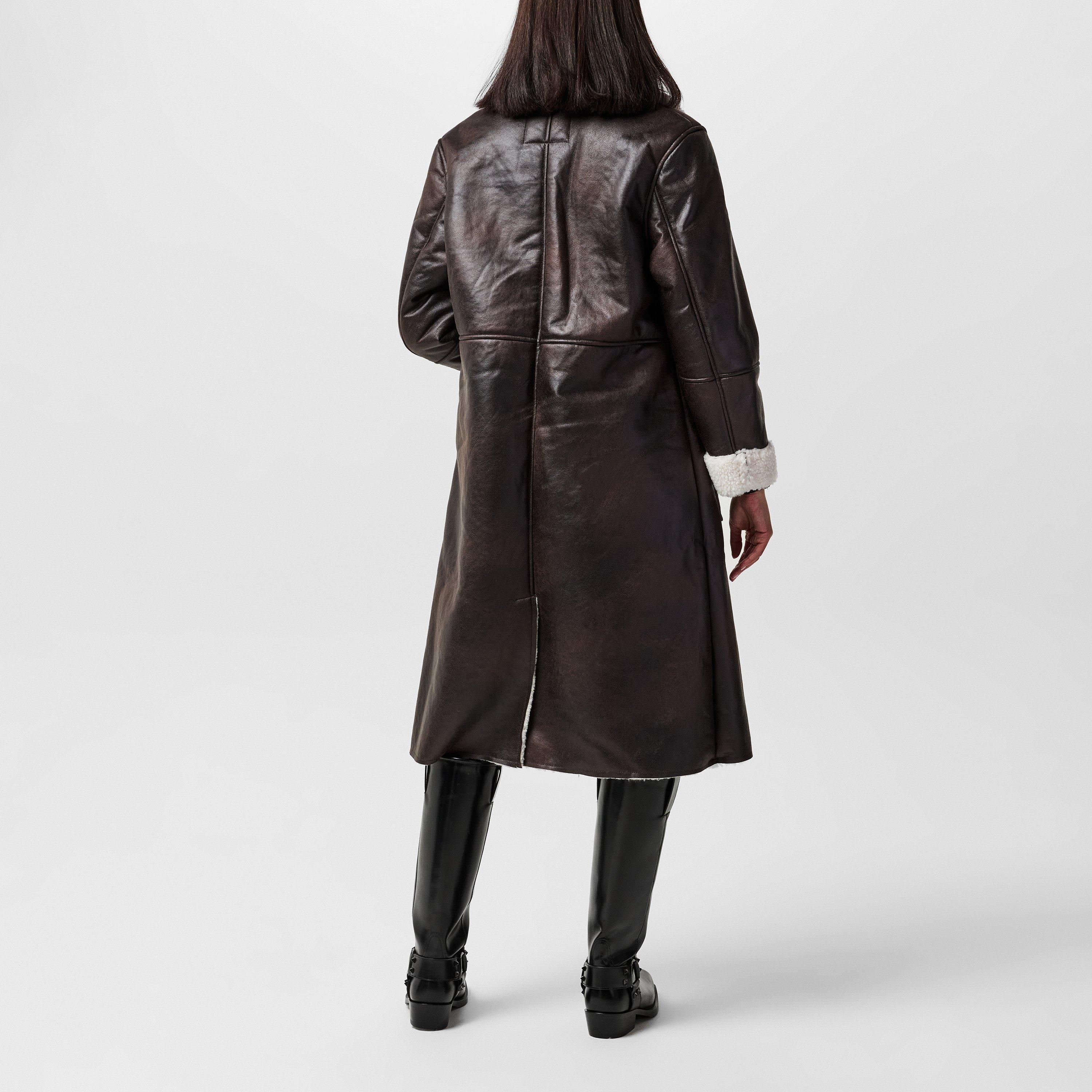 Chocolate - French Connection - Women's Arizona Asymmetric Zip Aviator Jacket - 3