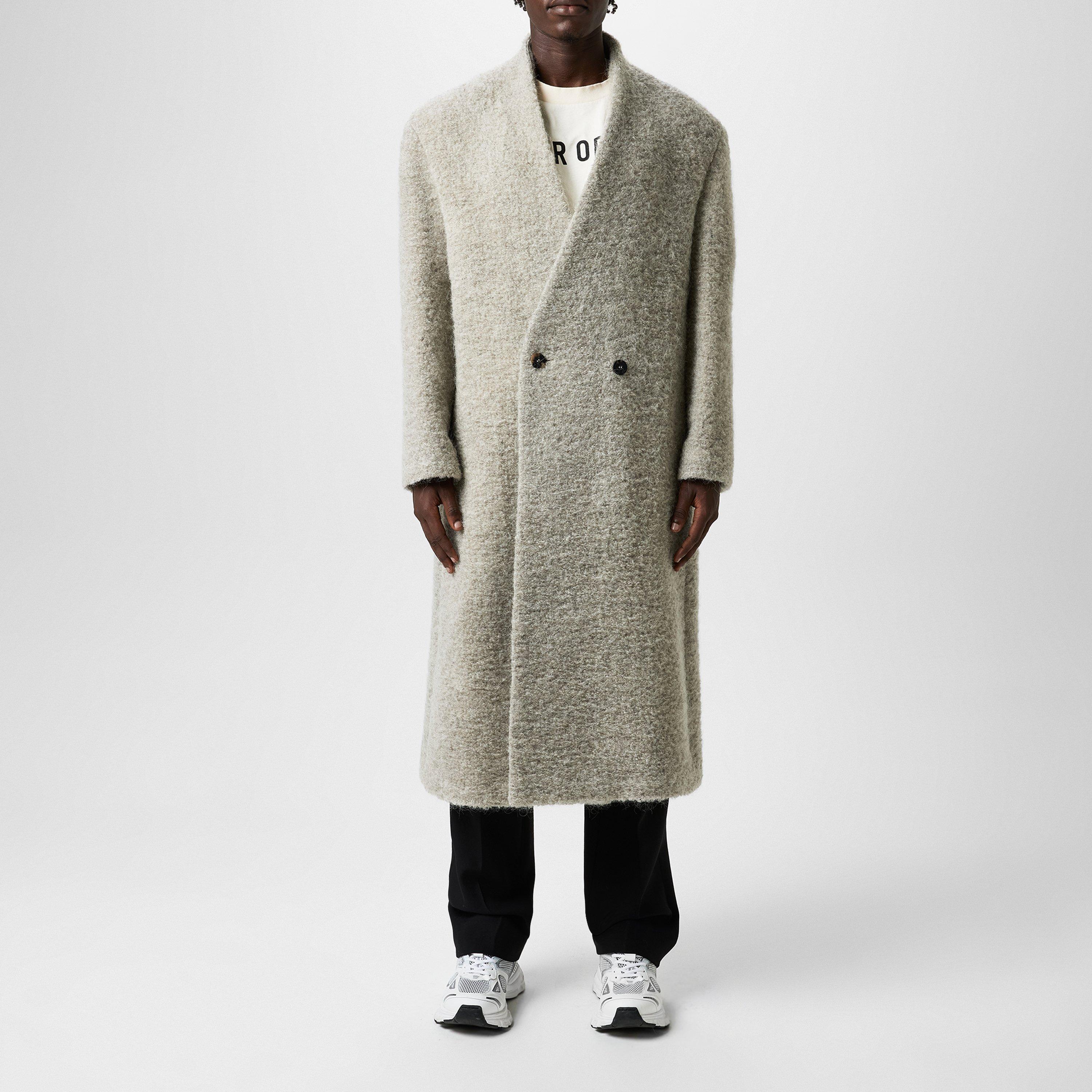 Paris Sky - Fear Of God - Men's Lapelless Wool Long Sleeve Double-Breasted Oversized Fit Overcoat - 1
