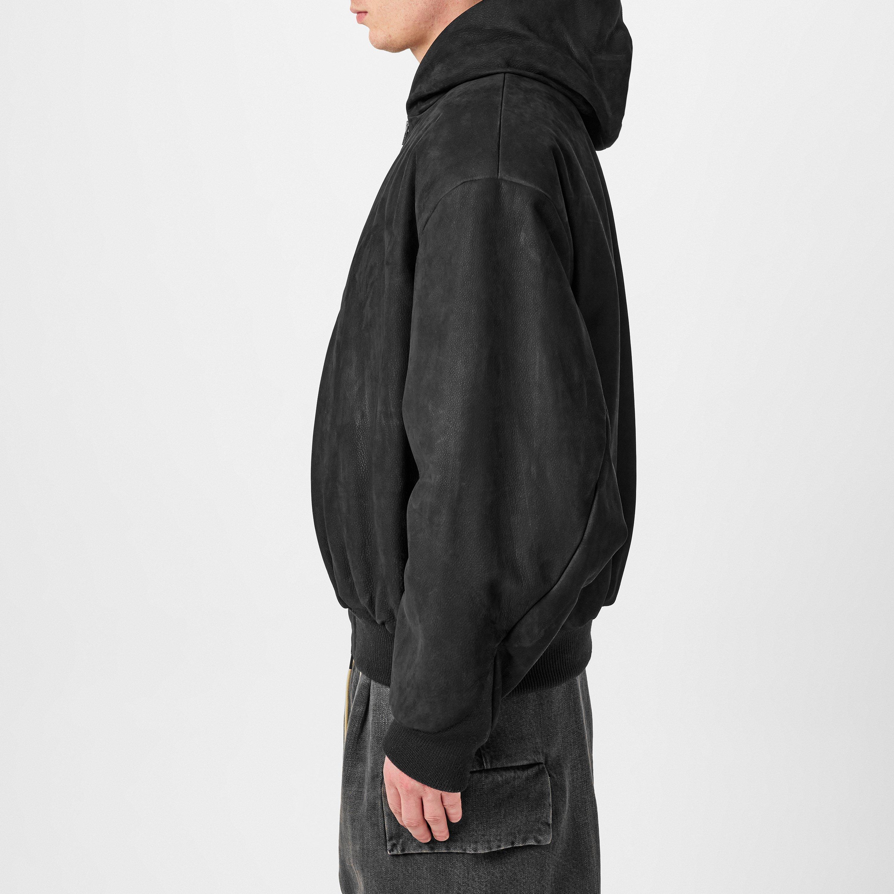 Black - Fear Of God - Leather Hooded Bomber Jacket - 2