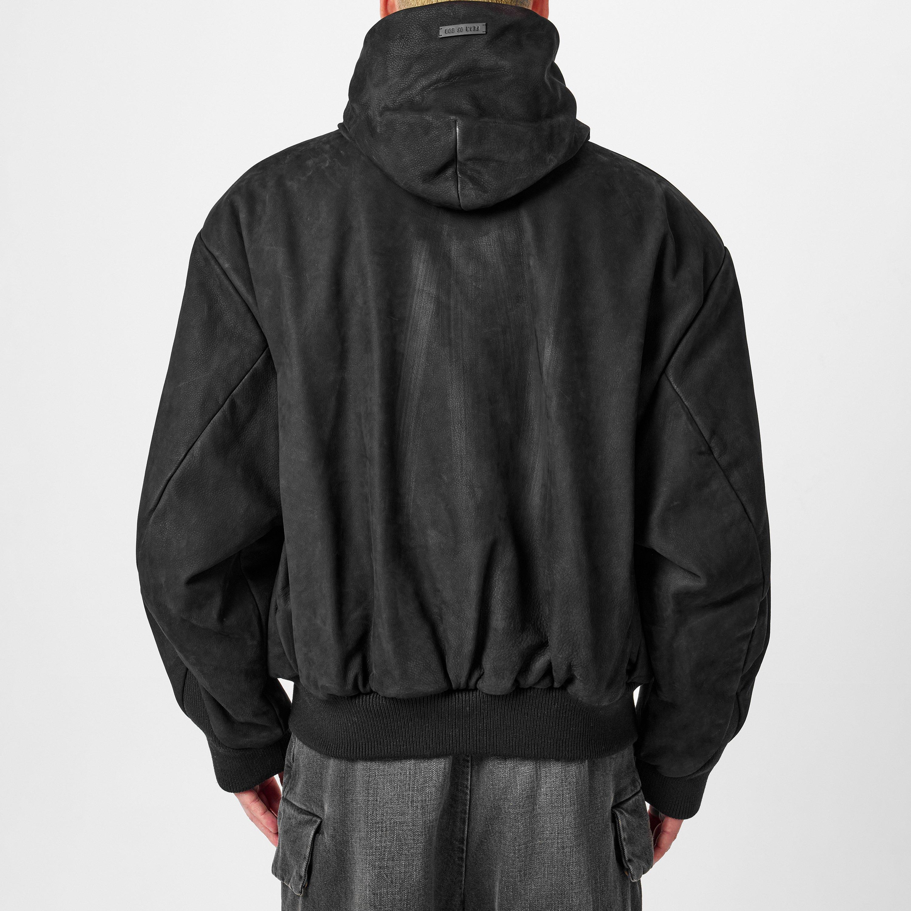 Black - Fear Of God - Leather Hooded Bomber Jacket - 3