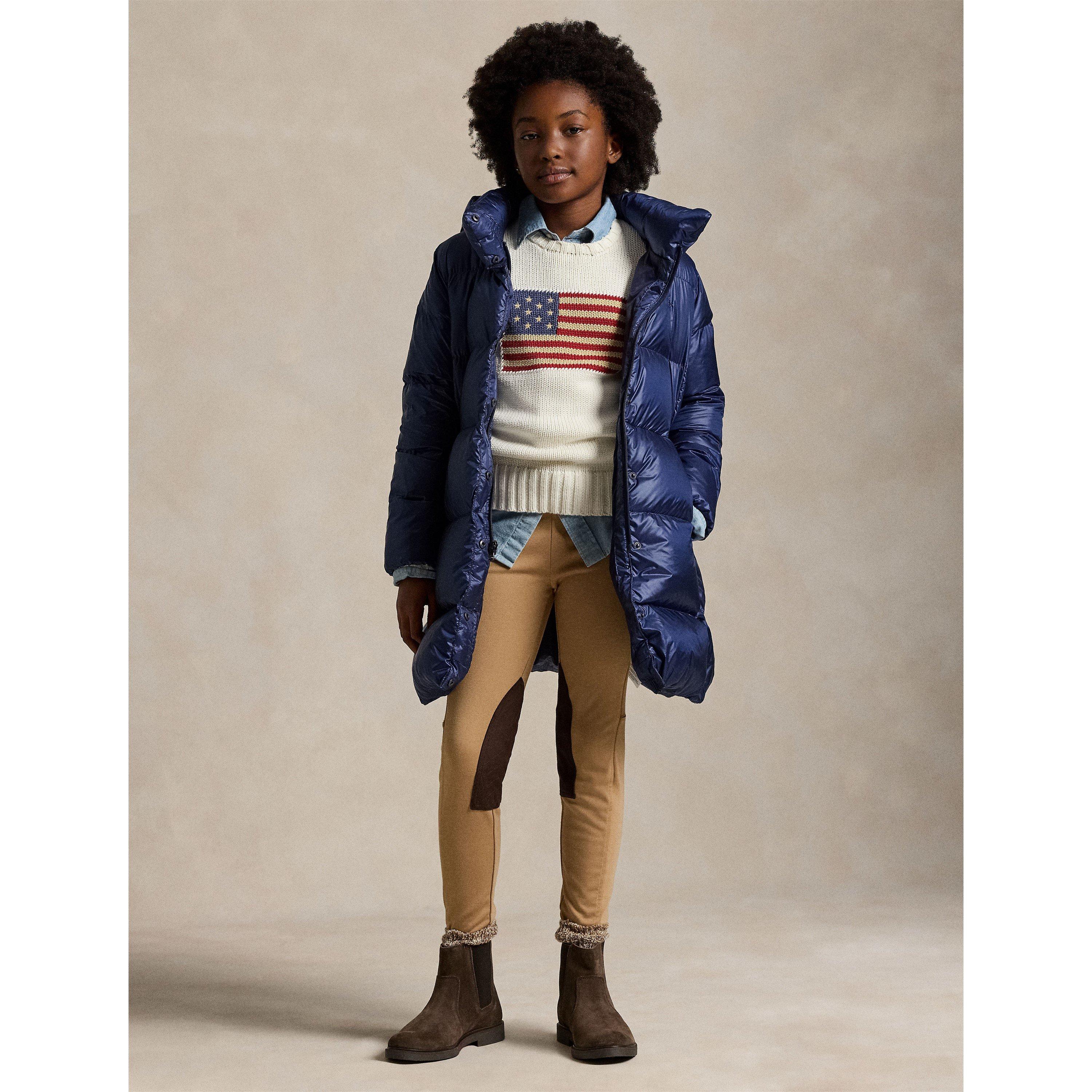Newport Navy - Polo Ralph Lauren - Kids'  Quilted Duck Down Hooded Long Sleeve Short Puffer Jacket - 5