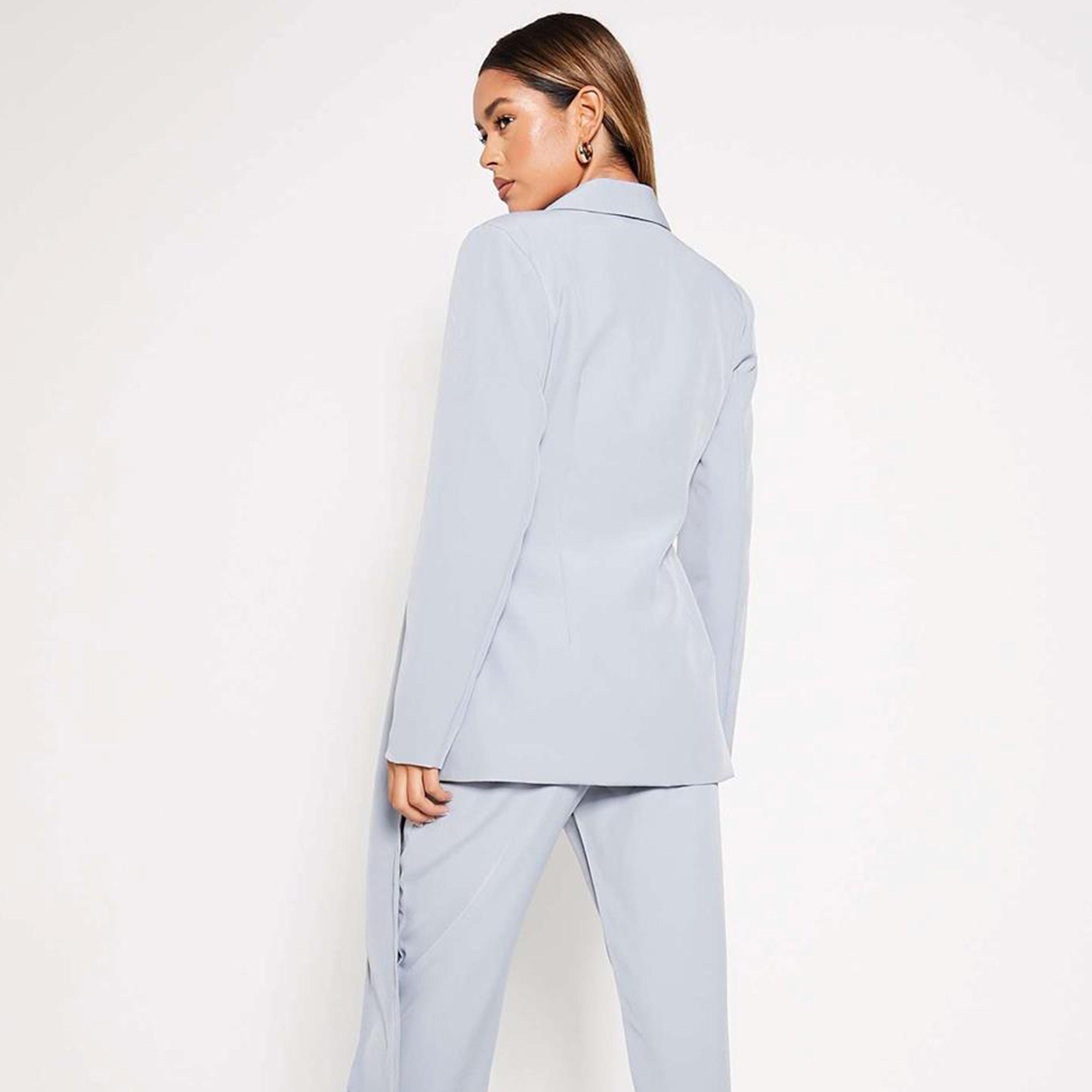Blue - I Saw It First - ISAWITFIRST Premium Wrap Detail Blazer - 4