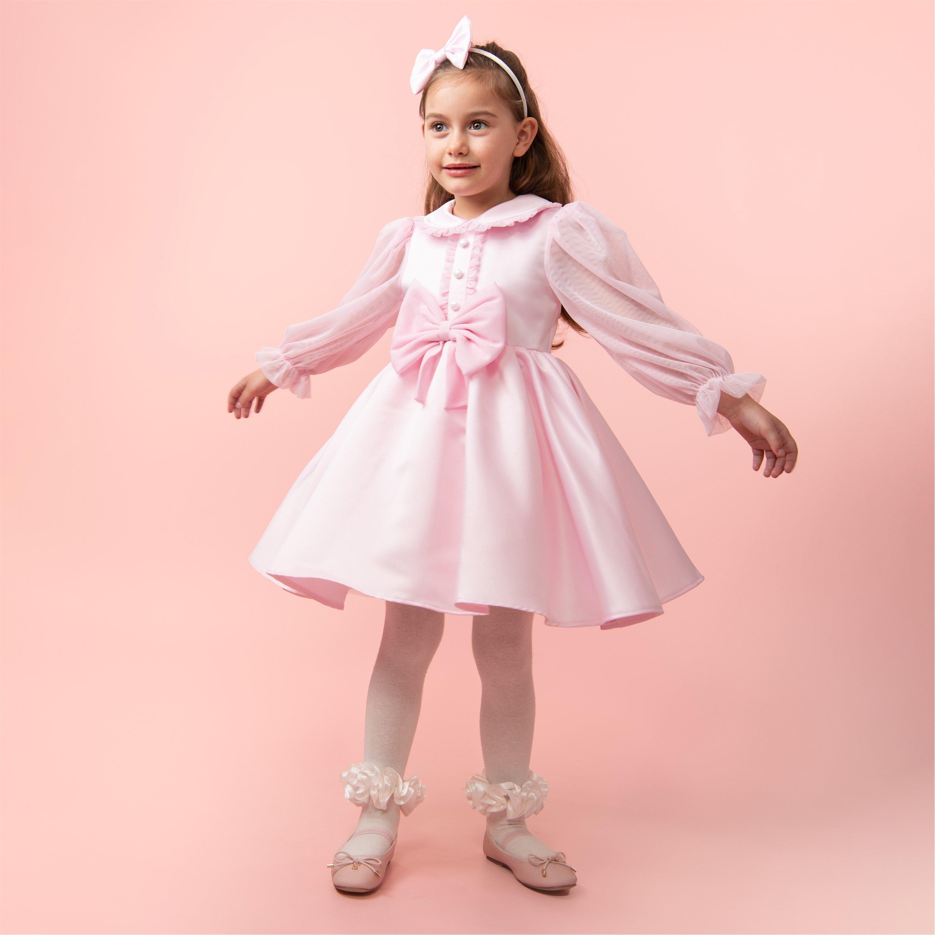 Pink - Caramelo Kids - Kids' Satin Bow Skater Dress - 2