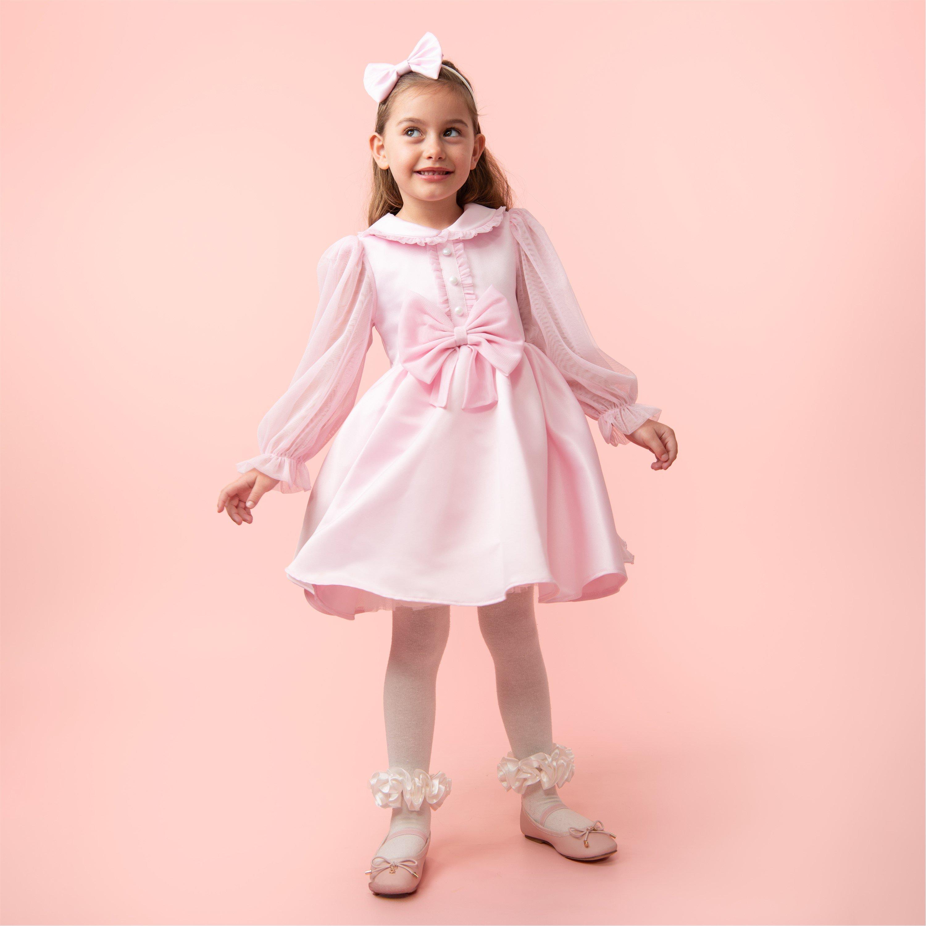 Pink - Caramelo Kids - Kids' Satin Bow Skater Dress - 3