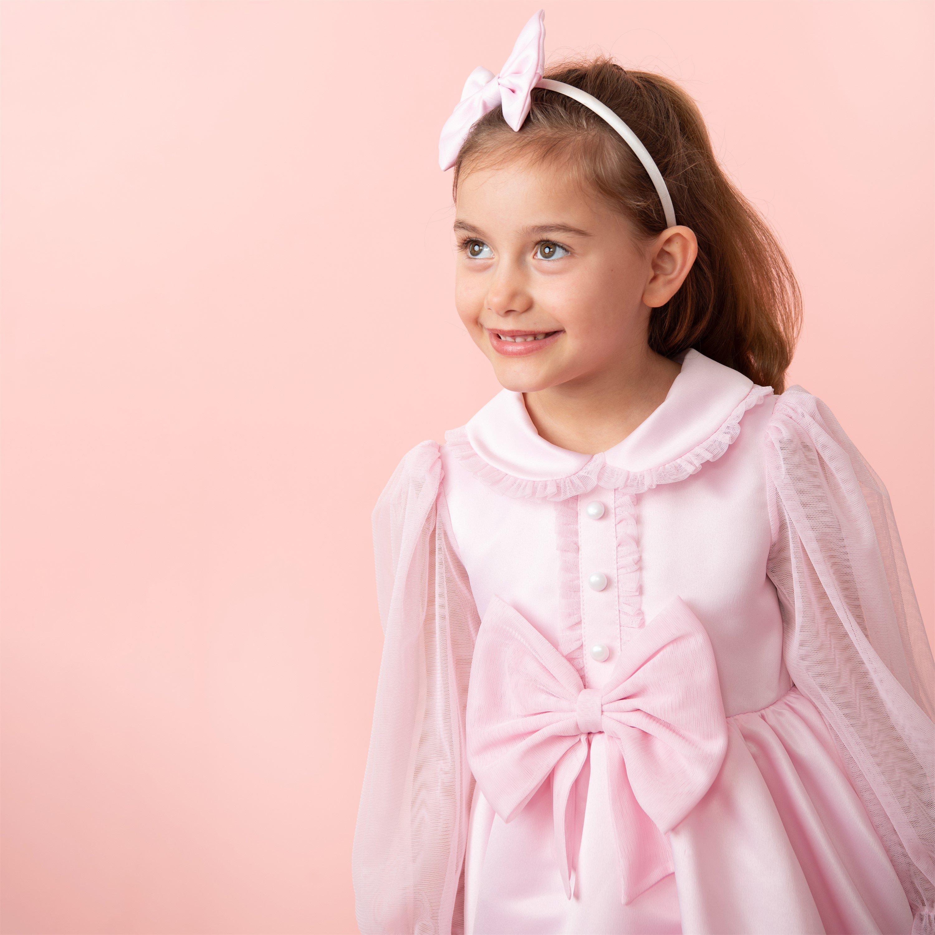 Pink - Caramelo Kids - Kids' Satin Bow Skater Dress - 4