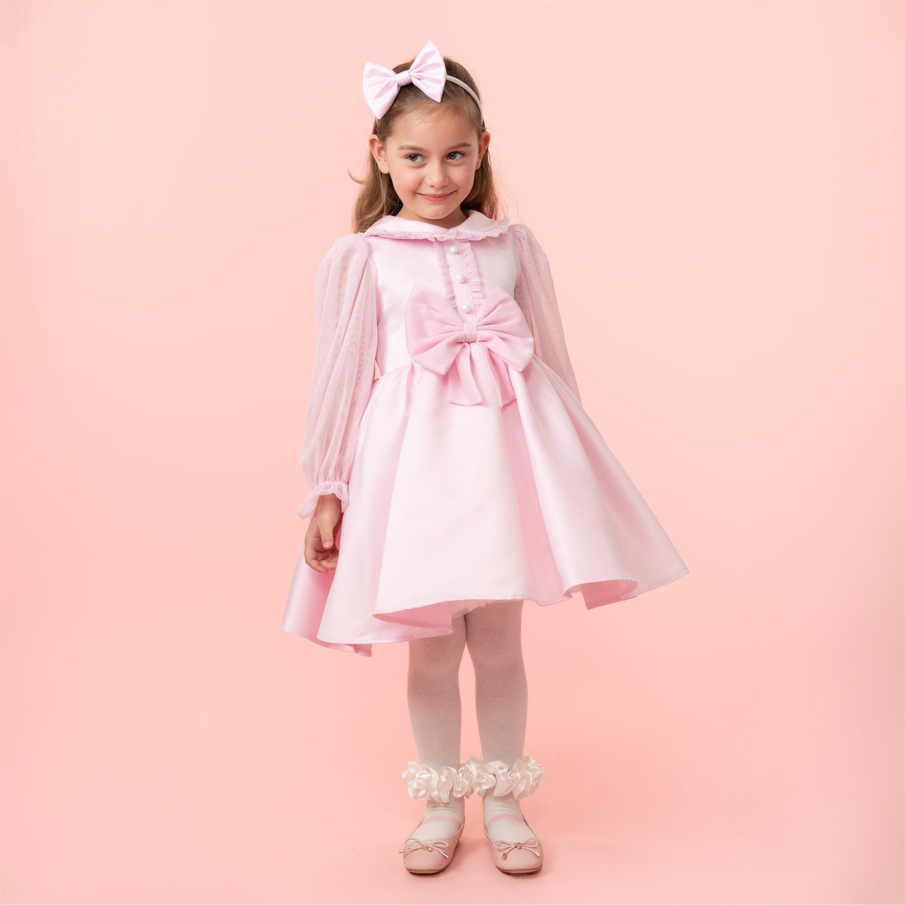 Pink - Caramelo Kids - Kids' Satin Bow Skater Dress - 5