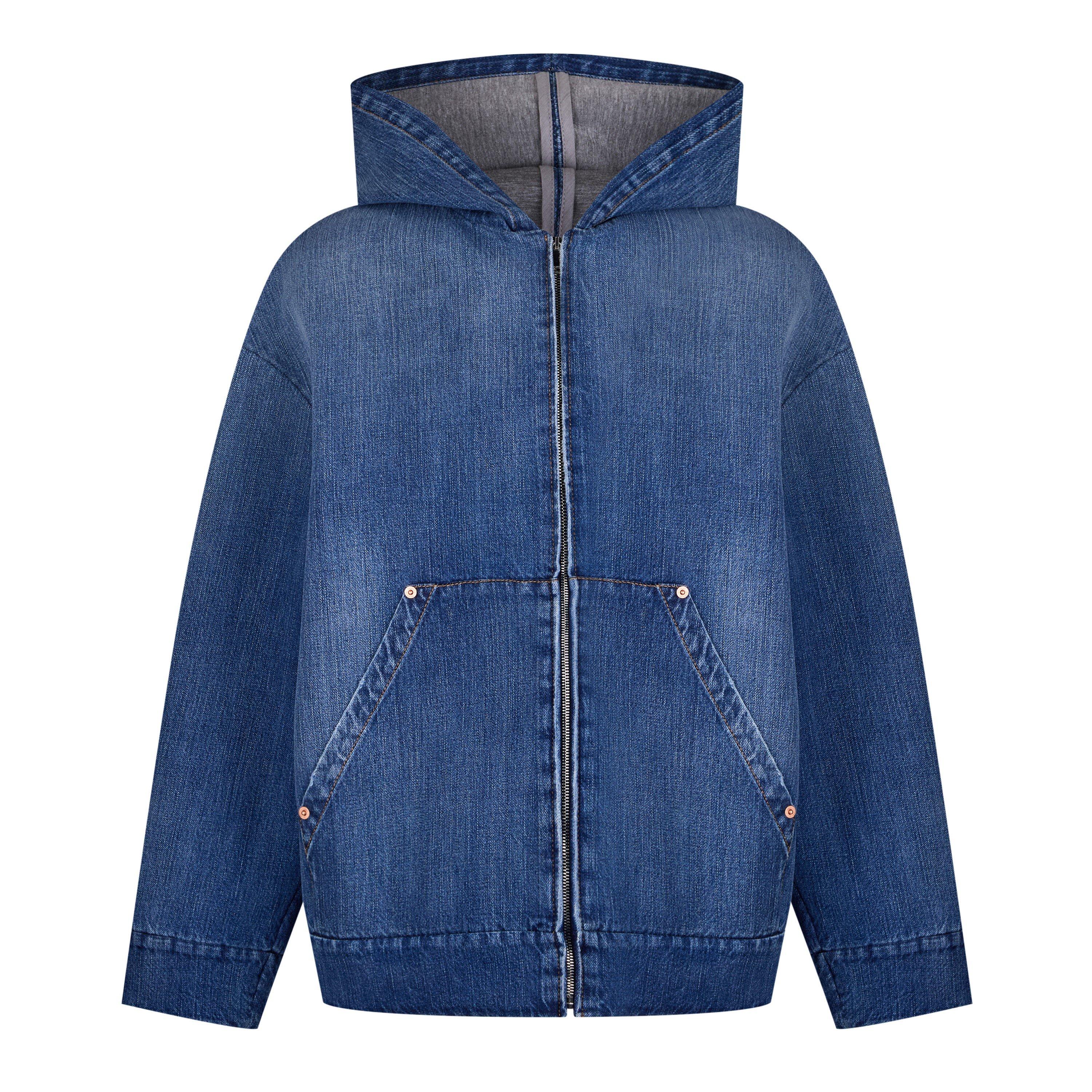 Medium Blue - Valentino - Men's Hooded Denim Cotton Long Sleeve Oversized Fit Denim Jacket - 5