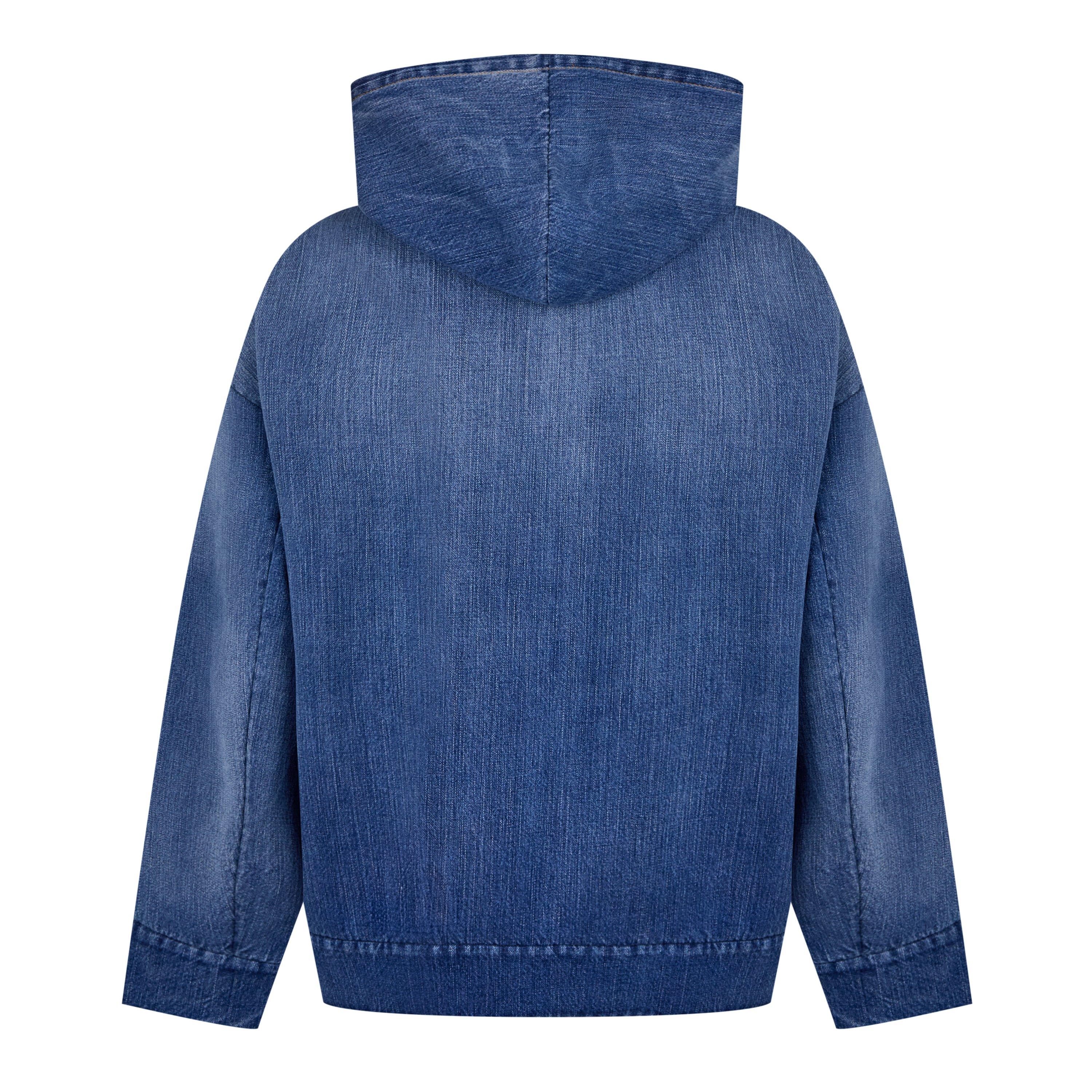 Medium Blue - Valentino - Men's Hooded Denim Cotton Long Sleeve Oversized Fit Denim Jacket - 6