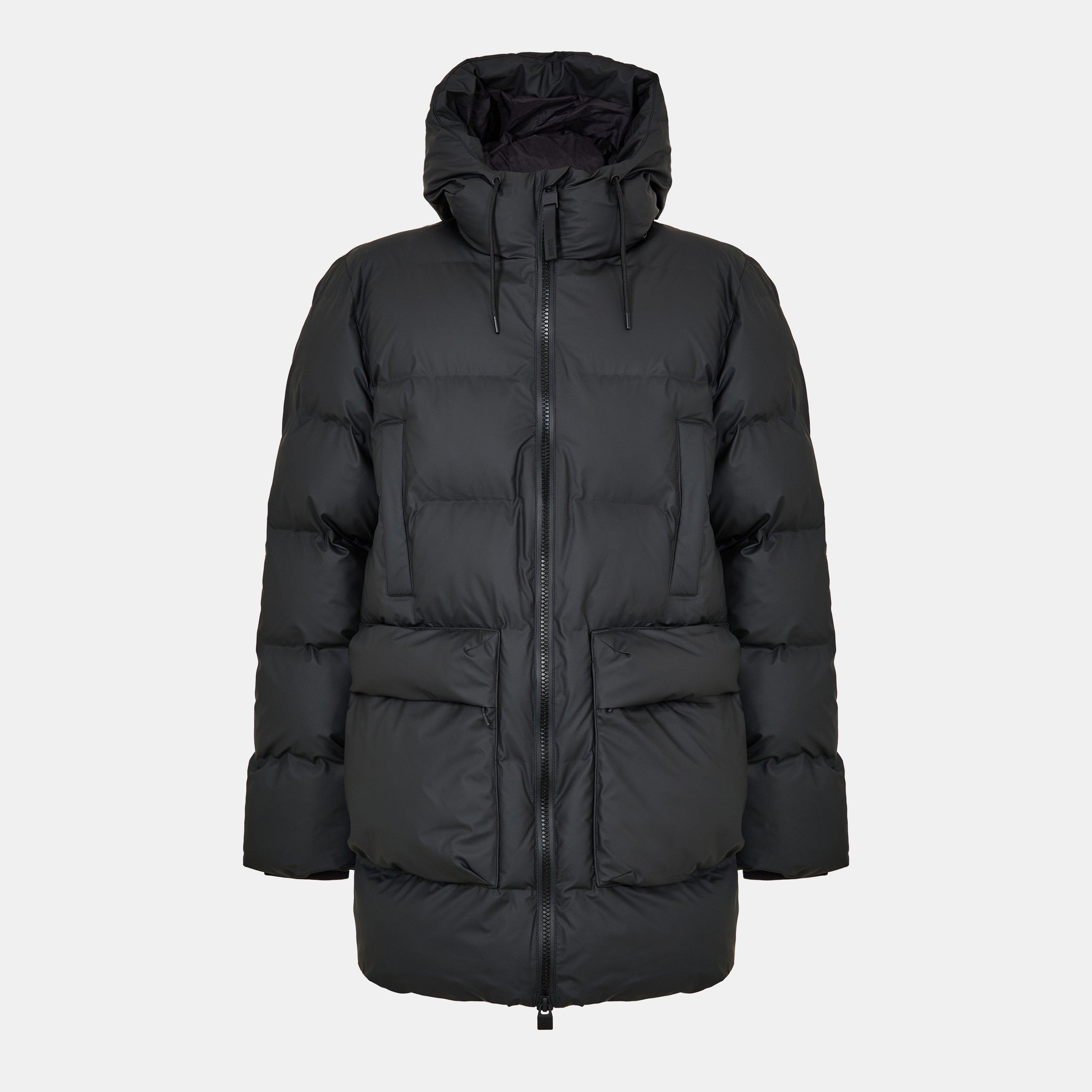 Rains Men's Alta Waterproof Long Puffer Jacket - Black 01 - Small