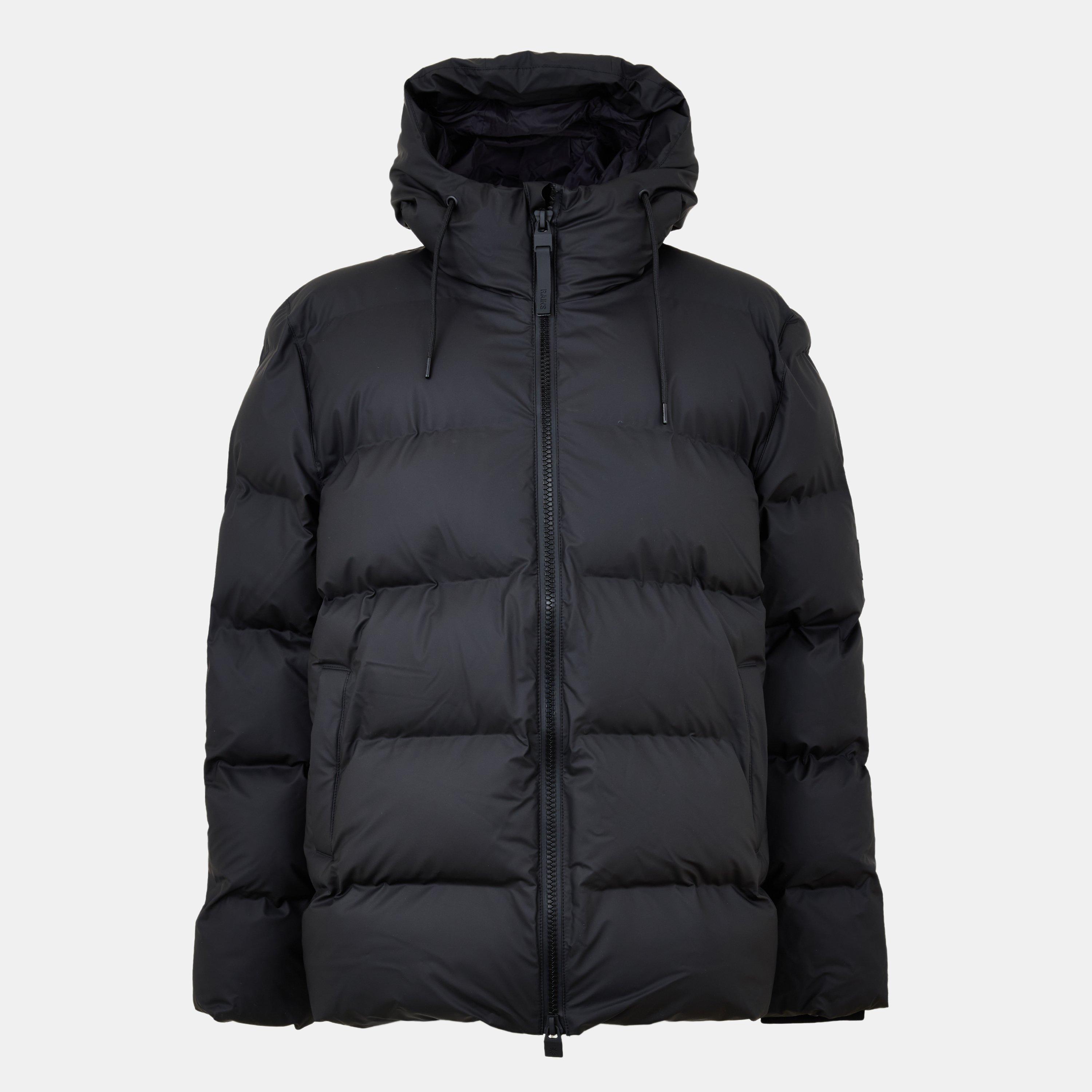 Black 01 - Rains - Men's Alta Waterproof Hooded Short Puffer Jacket - 1