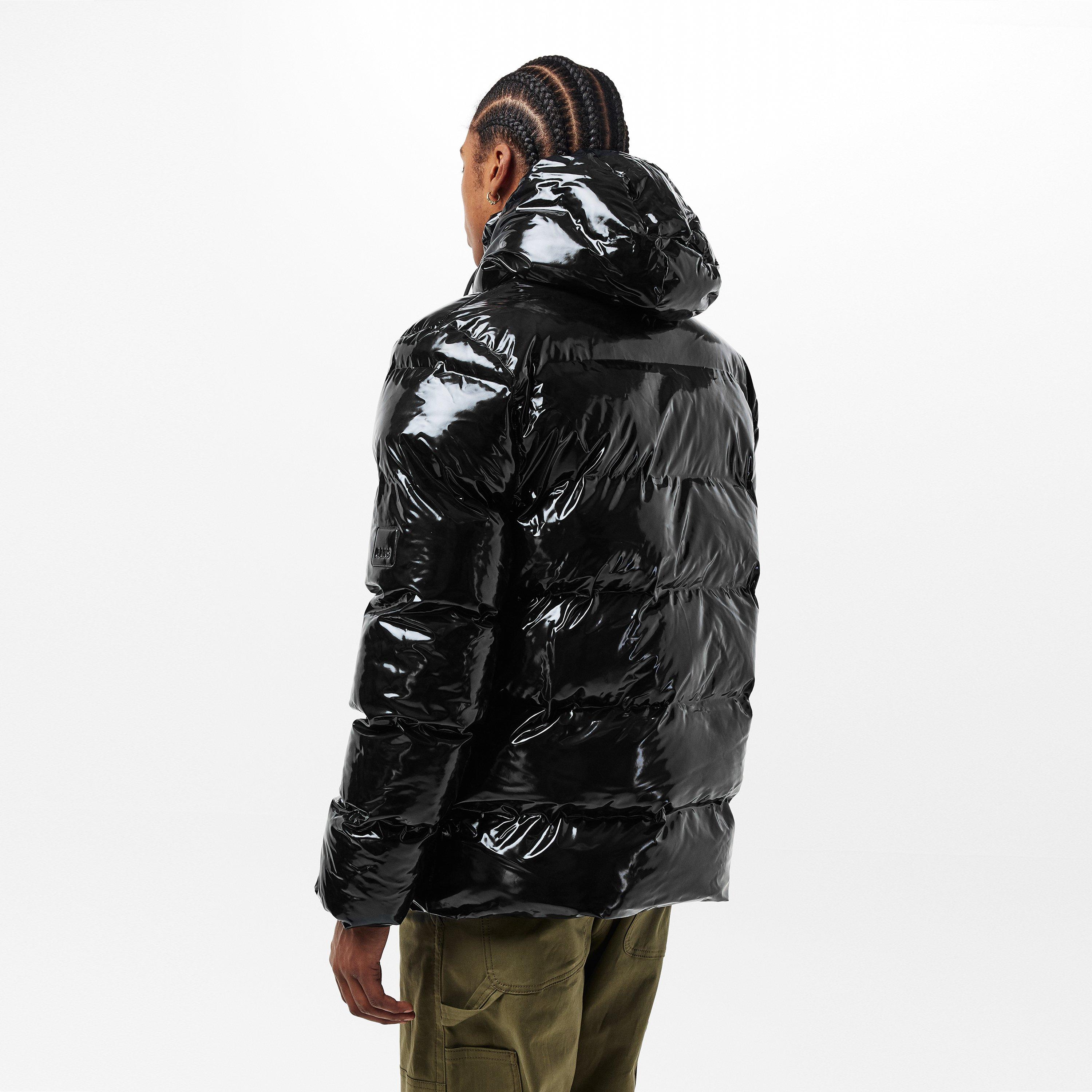 Blk Gloss 01 - Rains - Men's Alta Waterproof Hooded Short Puffer Jacket - 4