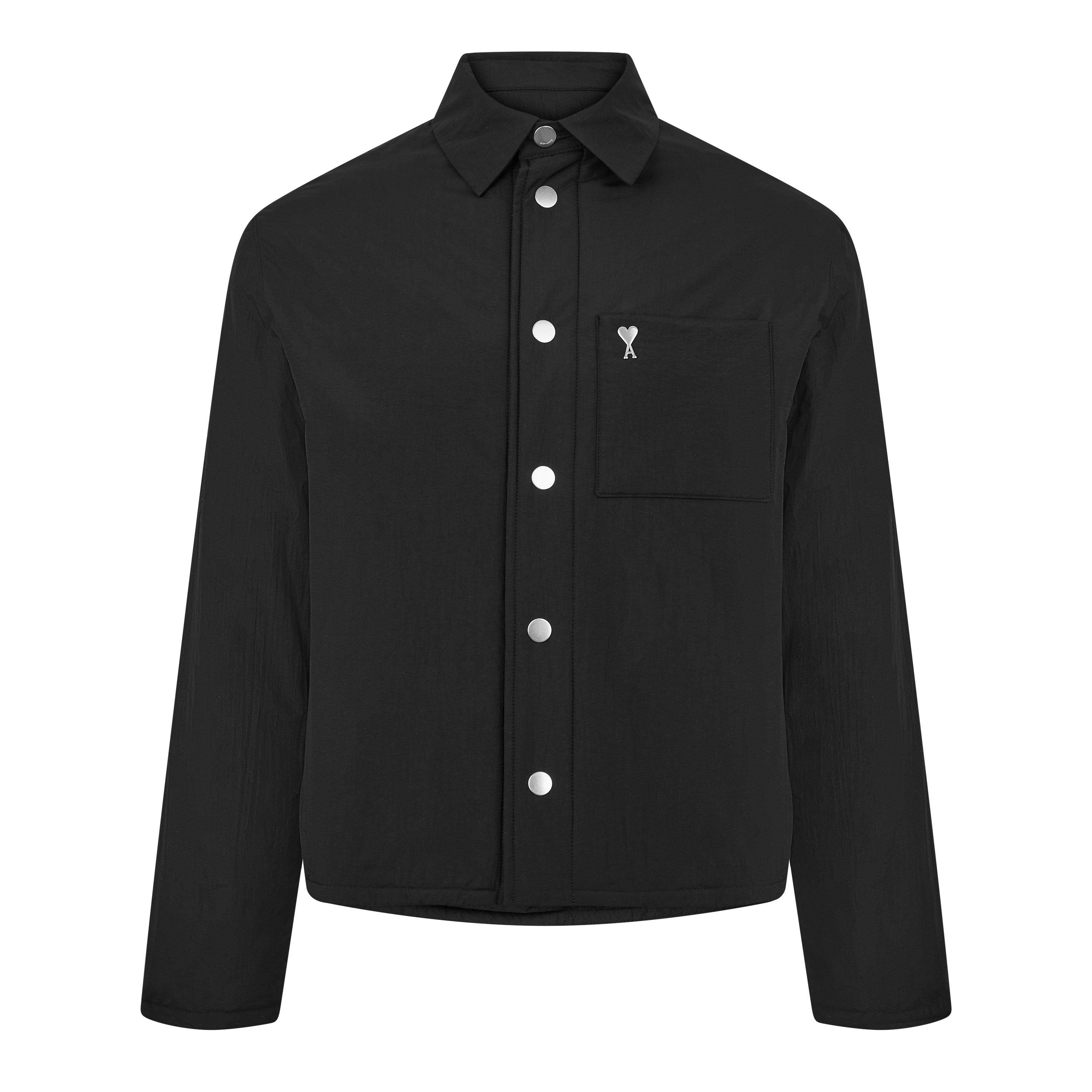 BLACK/001 - Ami Paris - Men's Ami de Coeur Padded Water-Repellent Long Sleeve Overshirt - 1