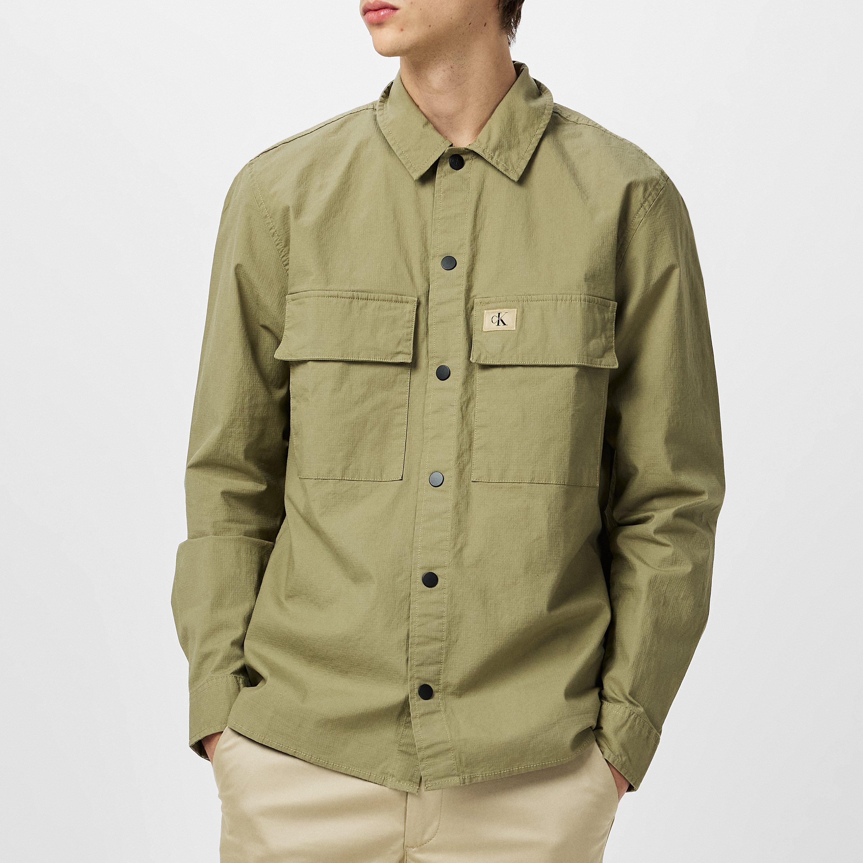 Pó Nórdico - Calvin Klein Jeans - Men's Cargo Cotton Long Sleeve Relaxed Fit Overshirt - 3