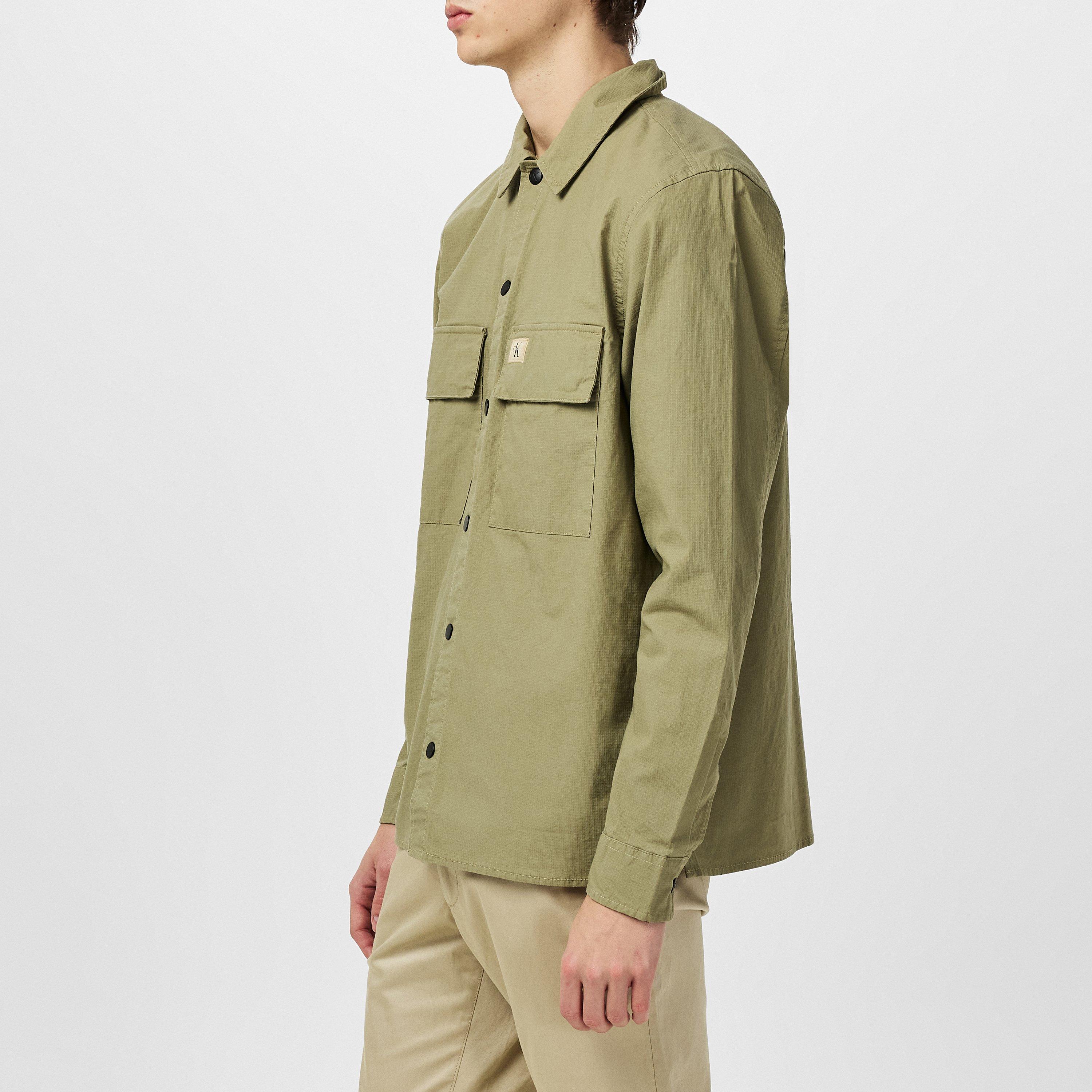 Pó Nórdico - Calvin Klein Jeans - Men's Cargo Cotton Long Sleeve Relaxed Fit Overshirt - 5
