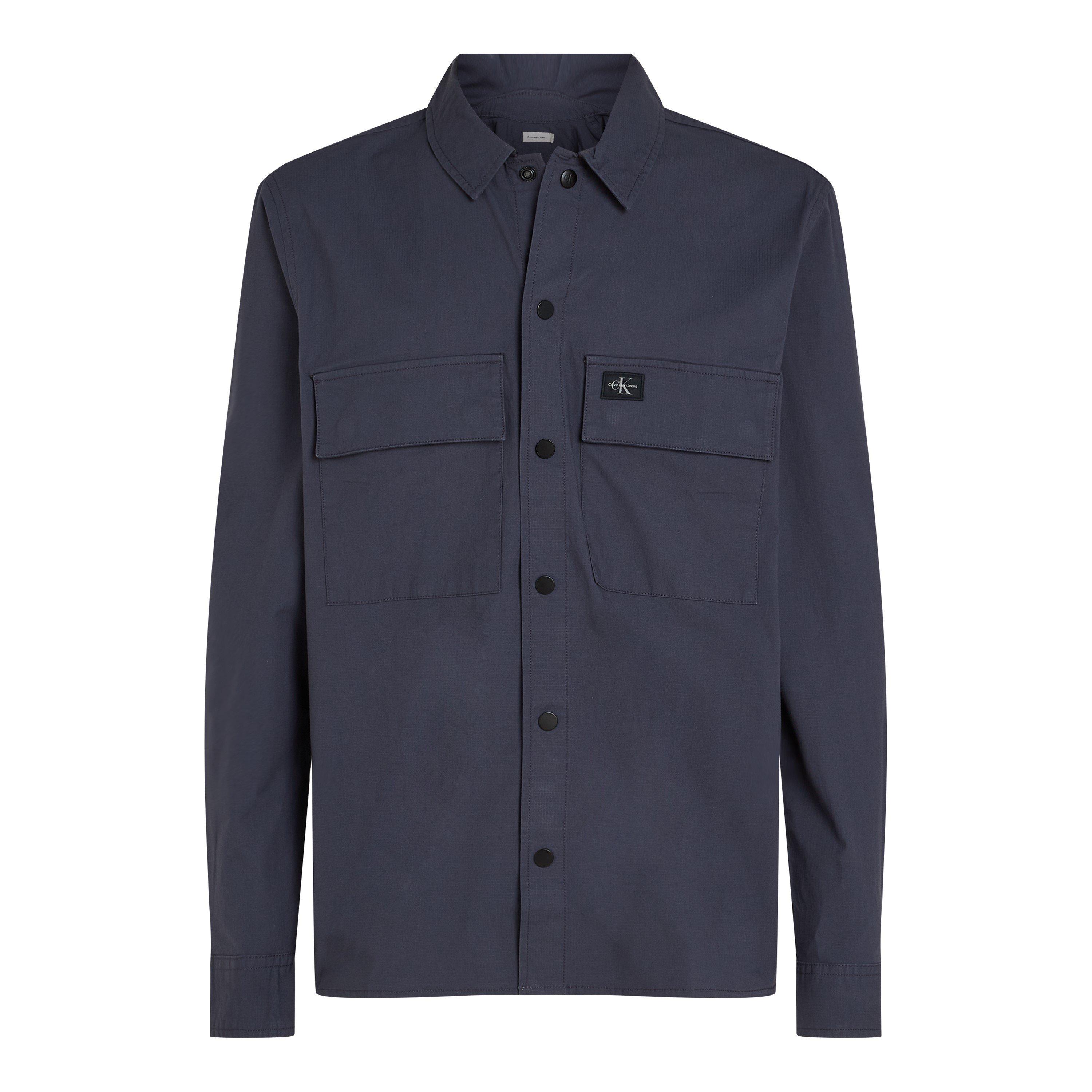 Calvin Klein Jeans Men's Cargo Cotton Long Sleeve Relaxed Fit Overshirt - India Ink - S